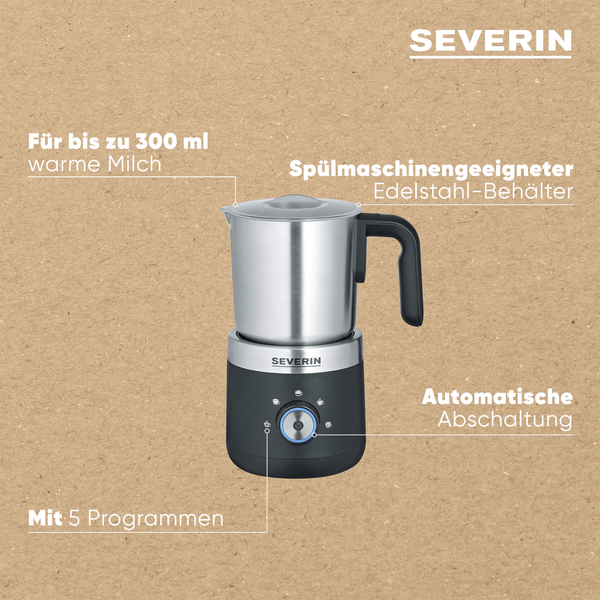 Severin Milchaufschäumer »SM 3588« 550 W mit Schokoladen-Funktion, Für kaltes und warmes Aufschäumen