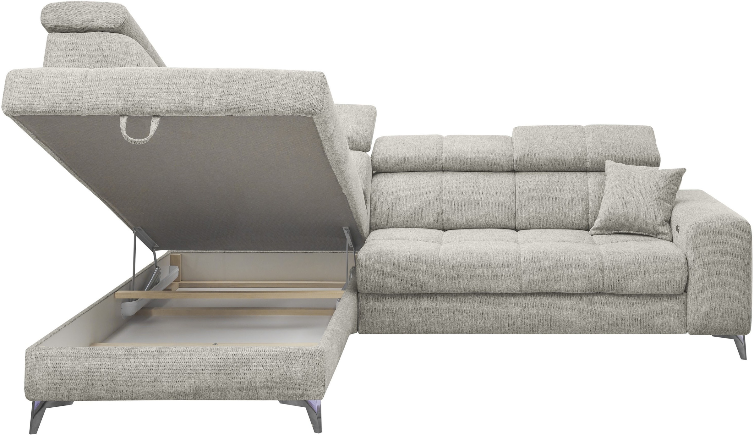ED EXCITING DESIGN Ecksofa »Sydney L-Form«, mit Bettfunktion, Bettkasten, Kopfteilverstellung & 2 Zierkissen