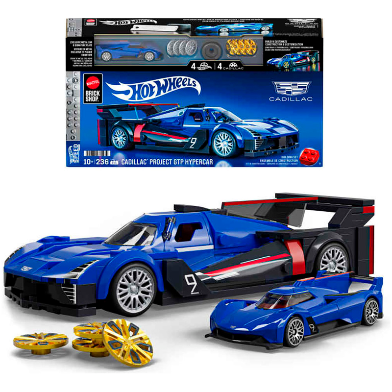 MATTEL Modellbausatz »Mattel Brick Shop Hot Wheels, SPEED SERIES CADILLAC« 236 Stk. tlg. 1:32 blau