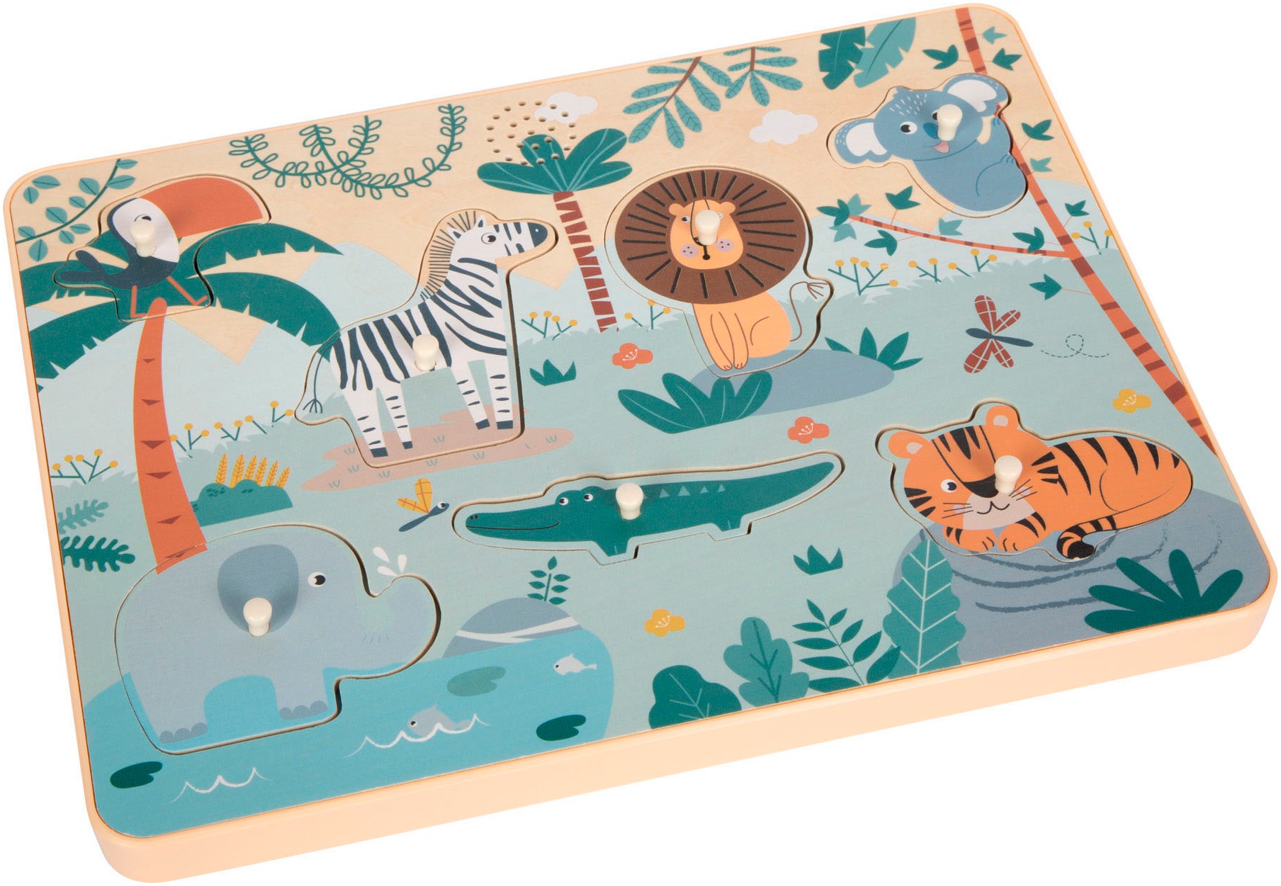 Small Foot Steckspielzeug »Steckpuzzle Safari Tierlaute« mit Geräuschfunktion