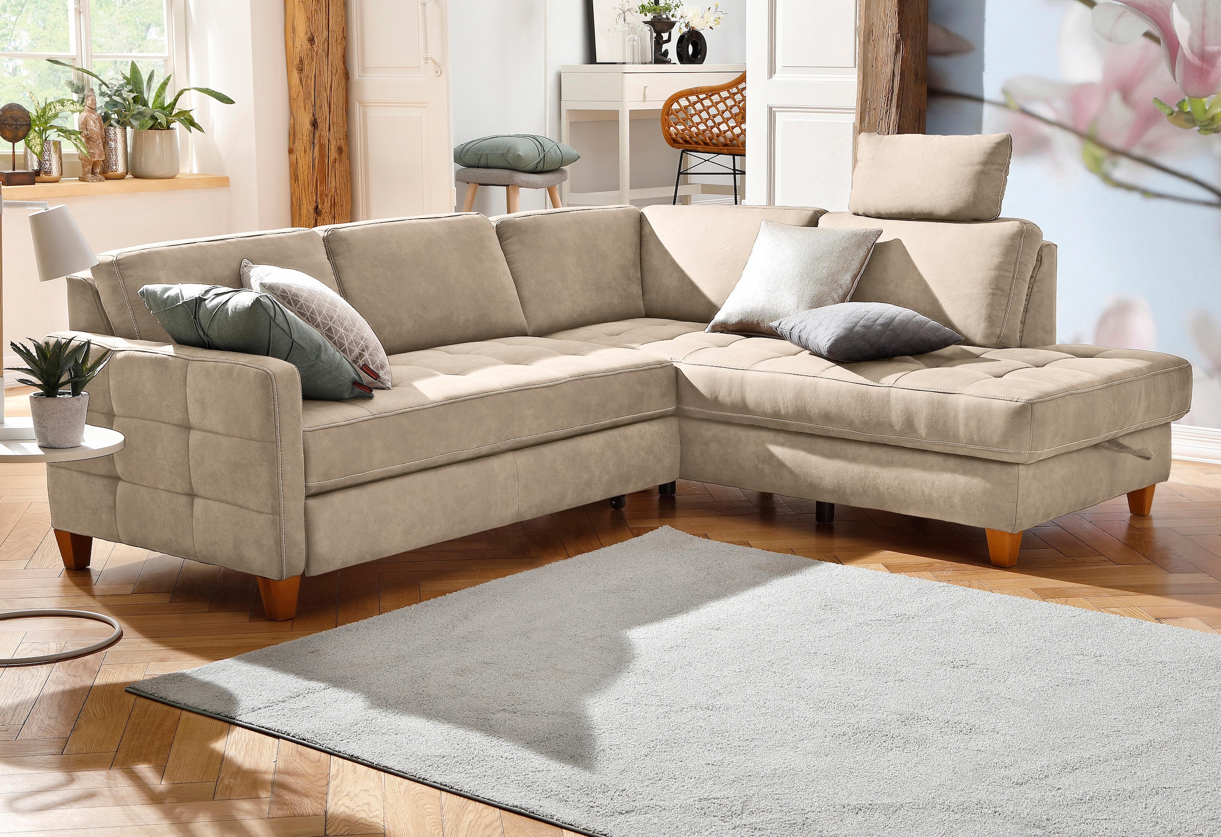Home affaire Ecksofa »Earl L-Form«, wahlweise auch mit Bettfunktion oder Be günstig online kaufen