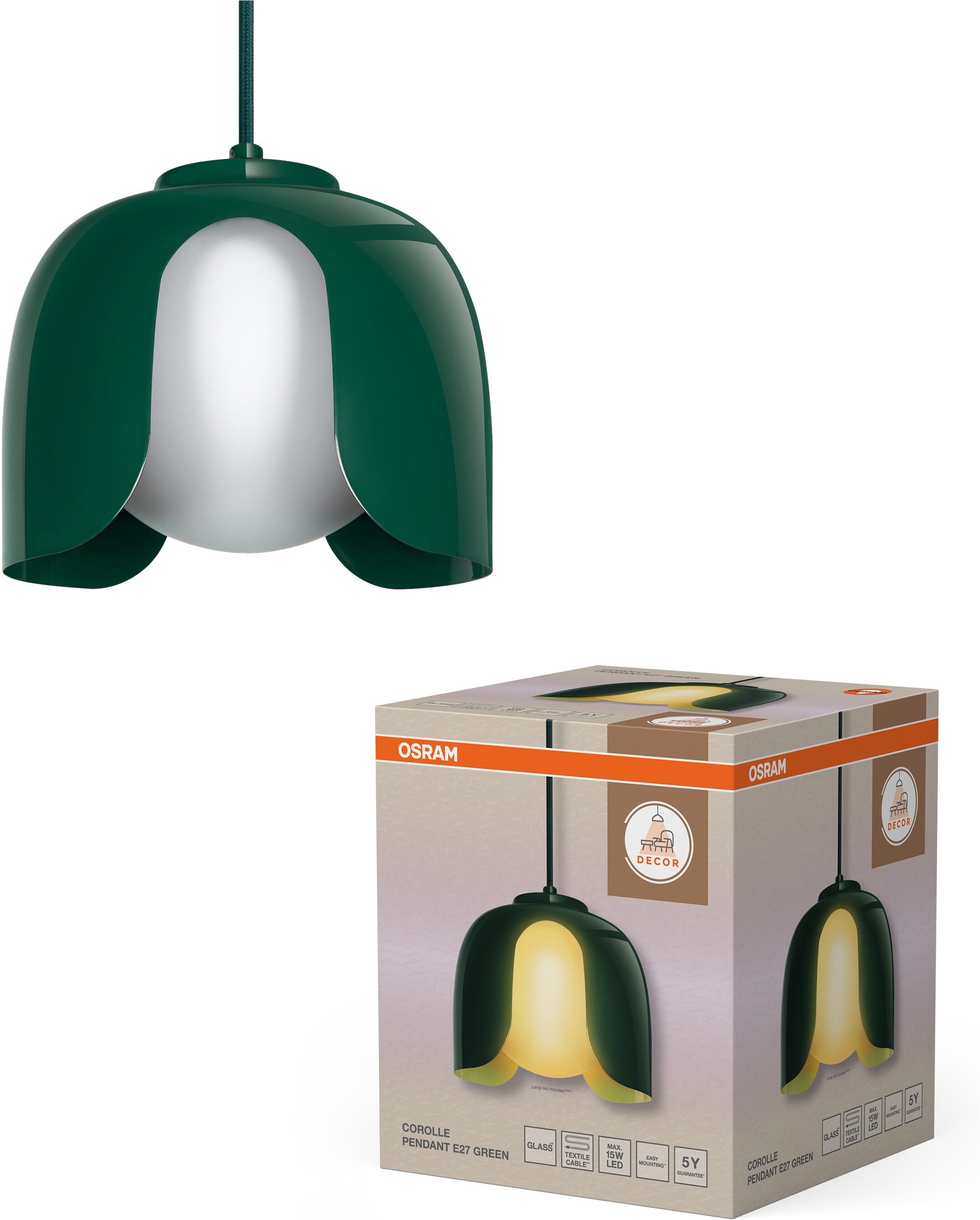 Osram Pendelleuchte »Decor Corolle« E27 1 Stk. Fassung E27, Stahl und Glas