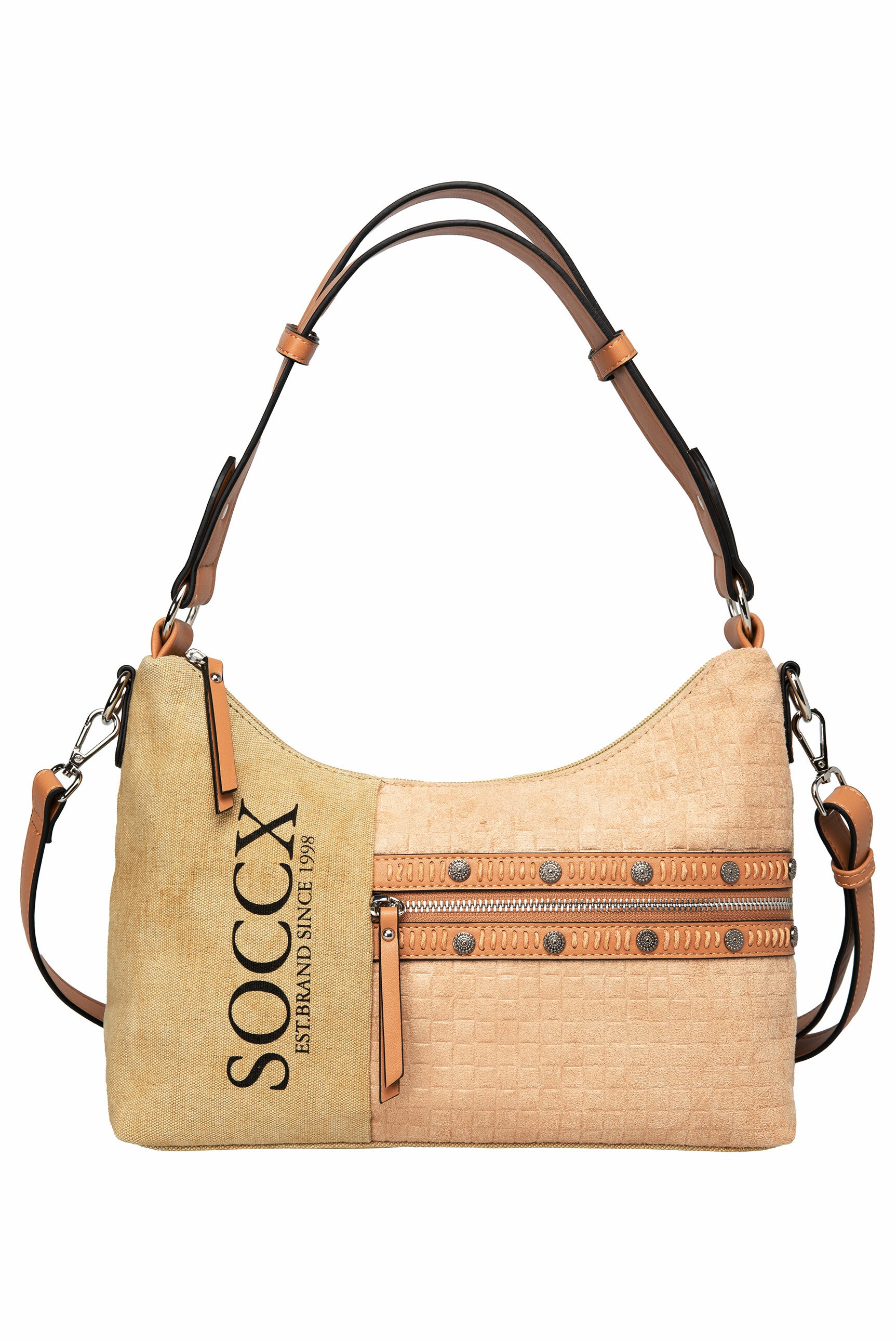 SOCCX Schultertasche, mit RV-Fach auf der Rückseite