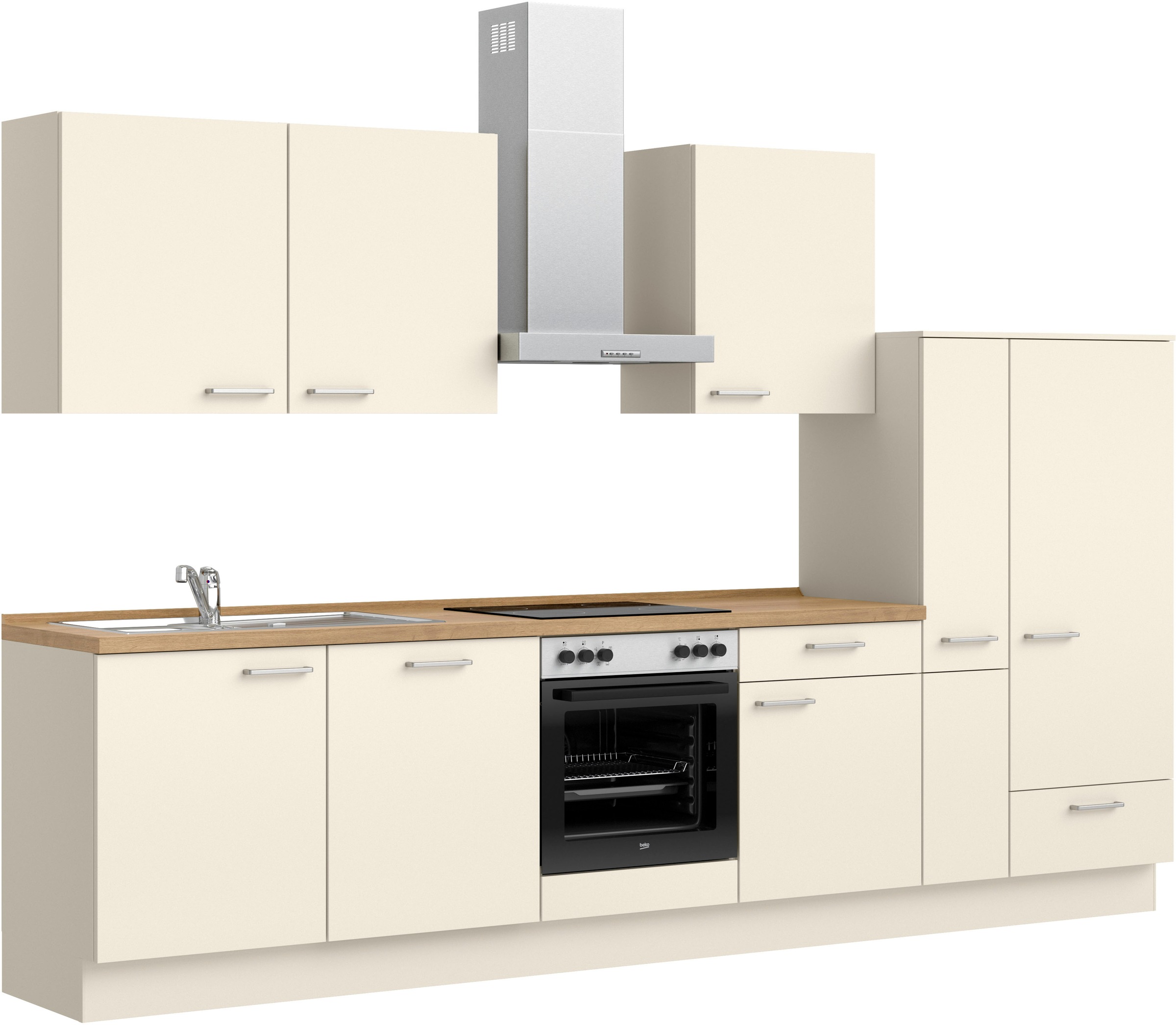 nobilia® Küchenzeile »"Touch I", NEU: individuell anpassbar mit gratis Profi-Beratung« vormontiert, Breite 330 cm, Ausrichtung wählbar, wahlw. mit E-Geräten