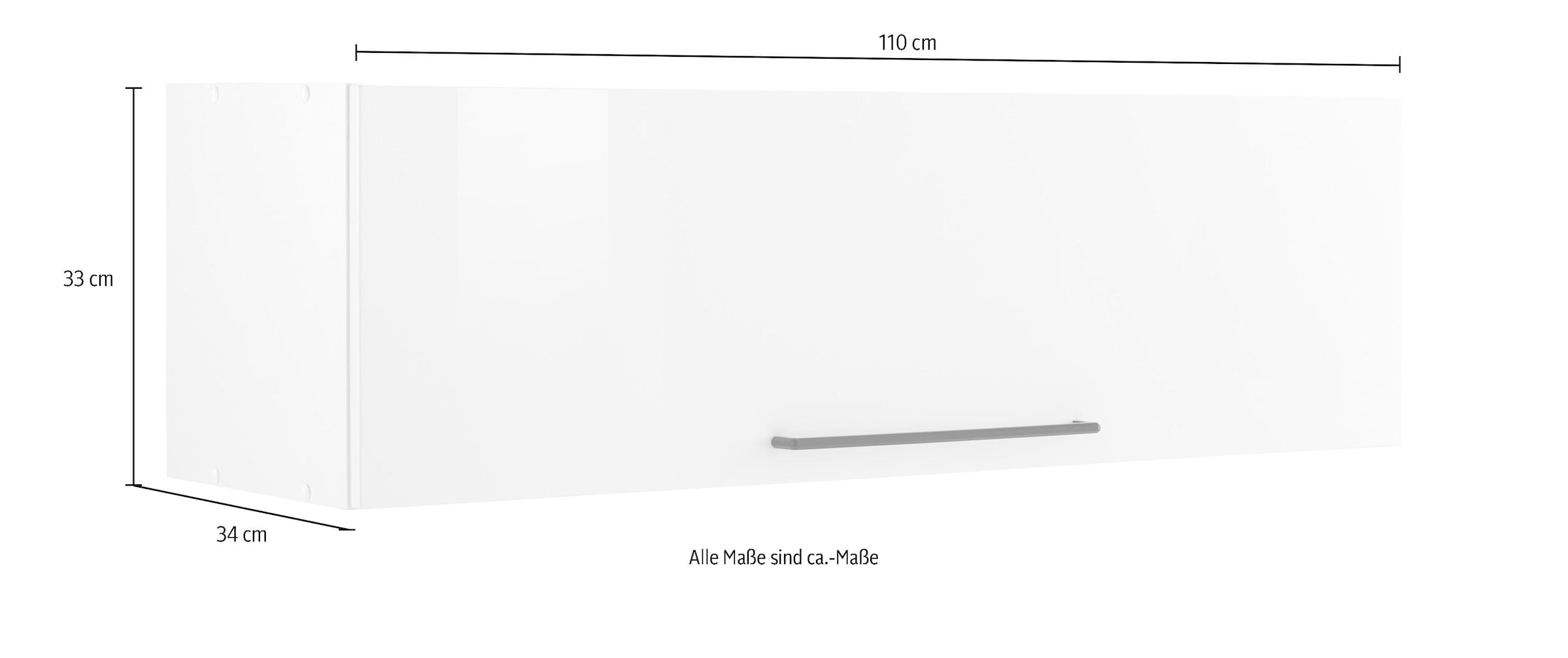 KOCHSTATION Klapphängeschrank »KS-Tulsa«, 110 cm breit, mit 1 Klappe, schwarzer Metallgriff, MDF Front