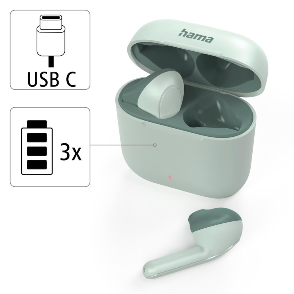 Hama Bluetooth-Kopfhörer »Bluetooth® Kopfhörer True Wireless, Earbuds, Autopairing, Apple Siri«, A2DP Bluetooth-AVRCP Bluetooth-HFP-HSP-PBAP-SPP, Freisprechfunktion-Sprachsteuerung