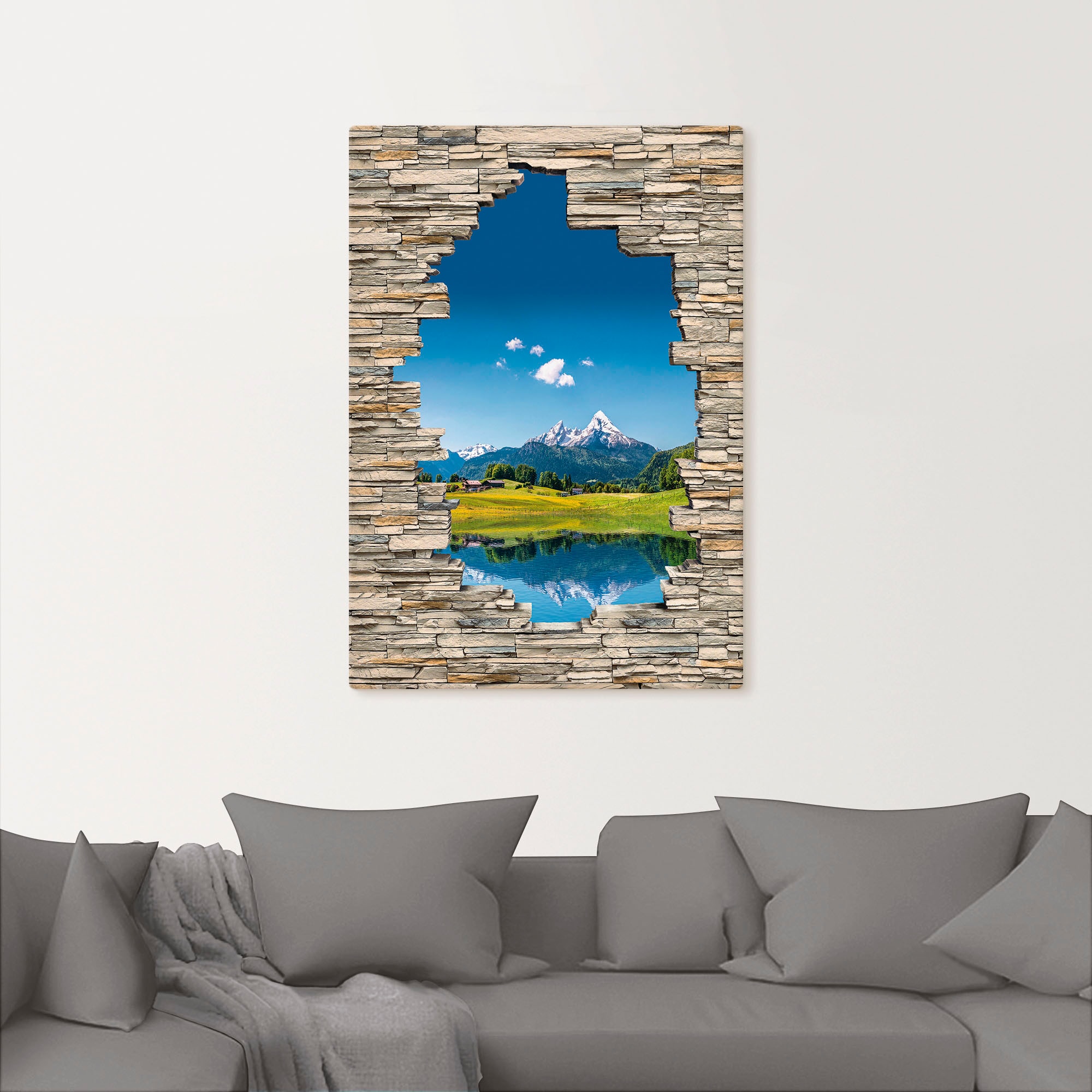 Artland Wandbild »Landschaft in den Alpen Blick Steinmauer«, Berge & Alpenb günstig online kaufen