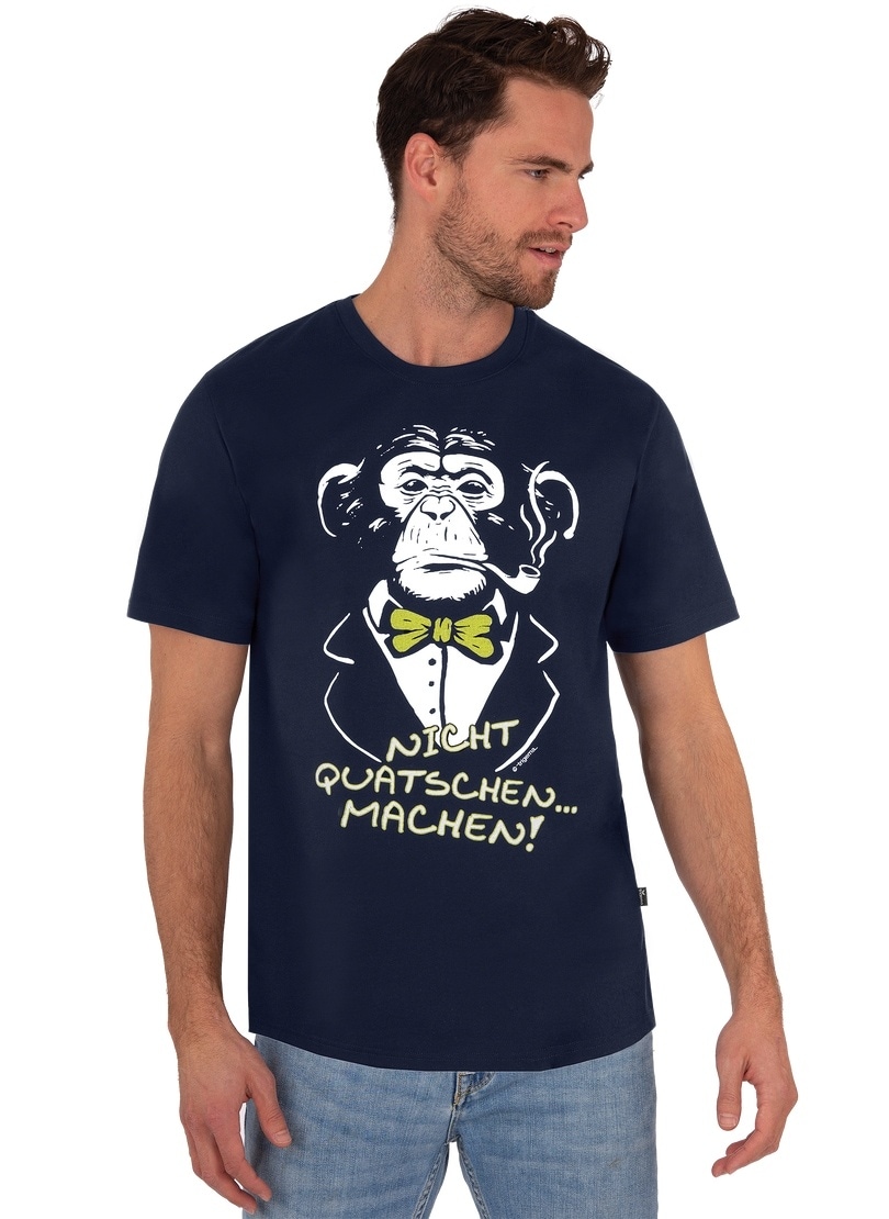 Trigema T-Shirt »TRIGEMA T-Shirt mit Affen-Druckmotiv und Spruch«, (1 tlg.)