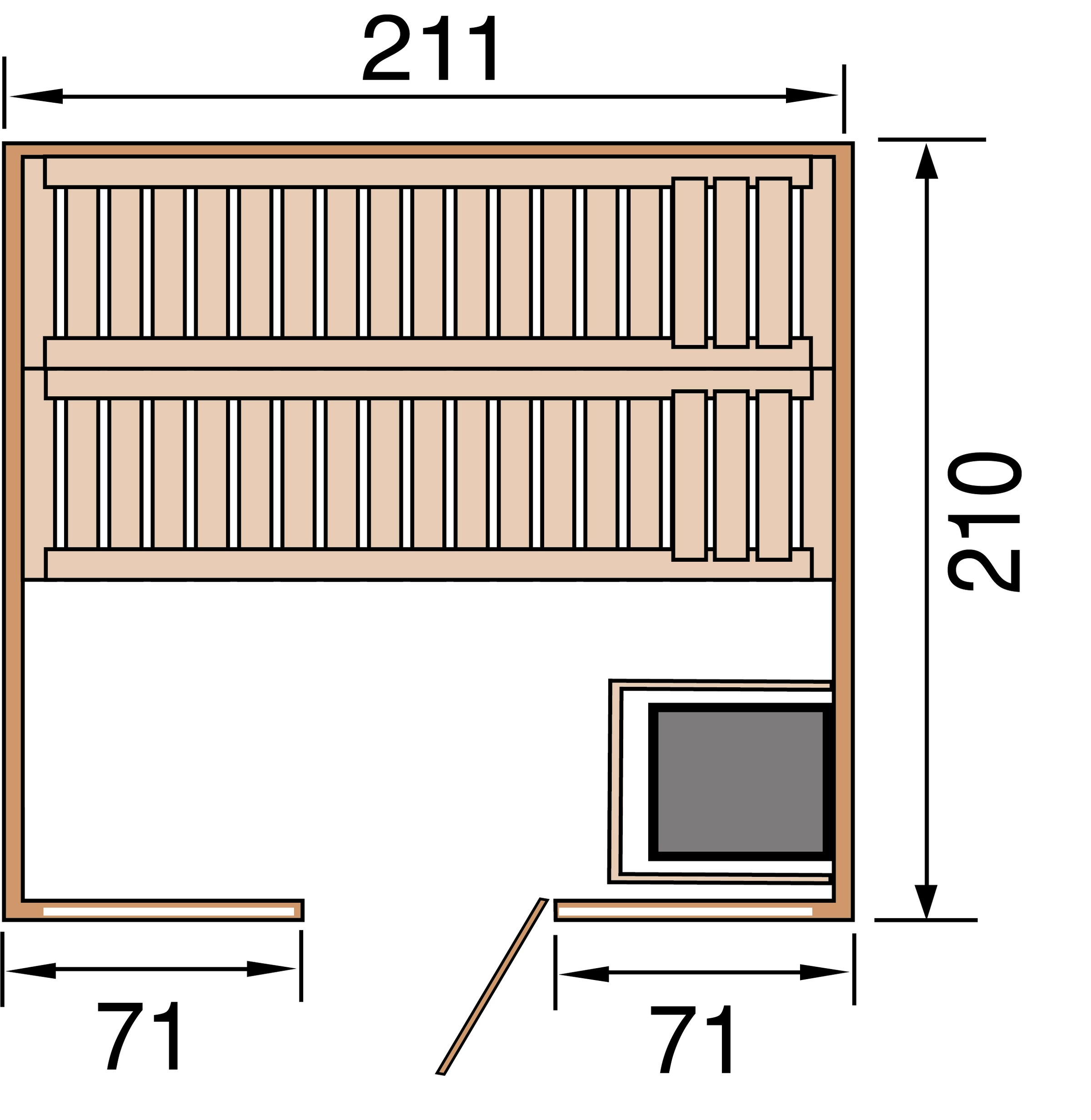 weka Sauna »Kemi Panorama«, 7,5 kW Ofen mit ext. Steuerung