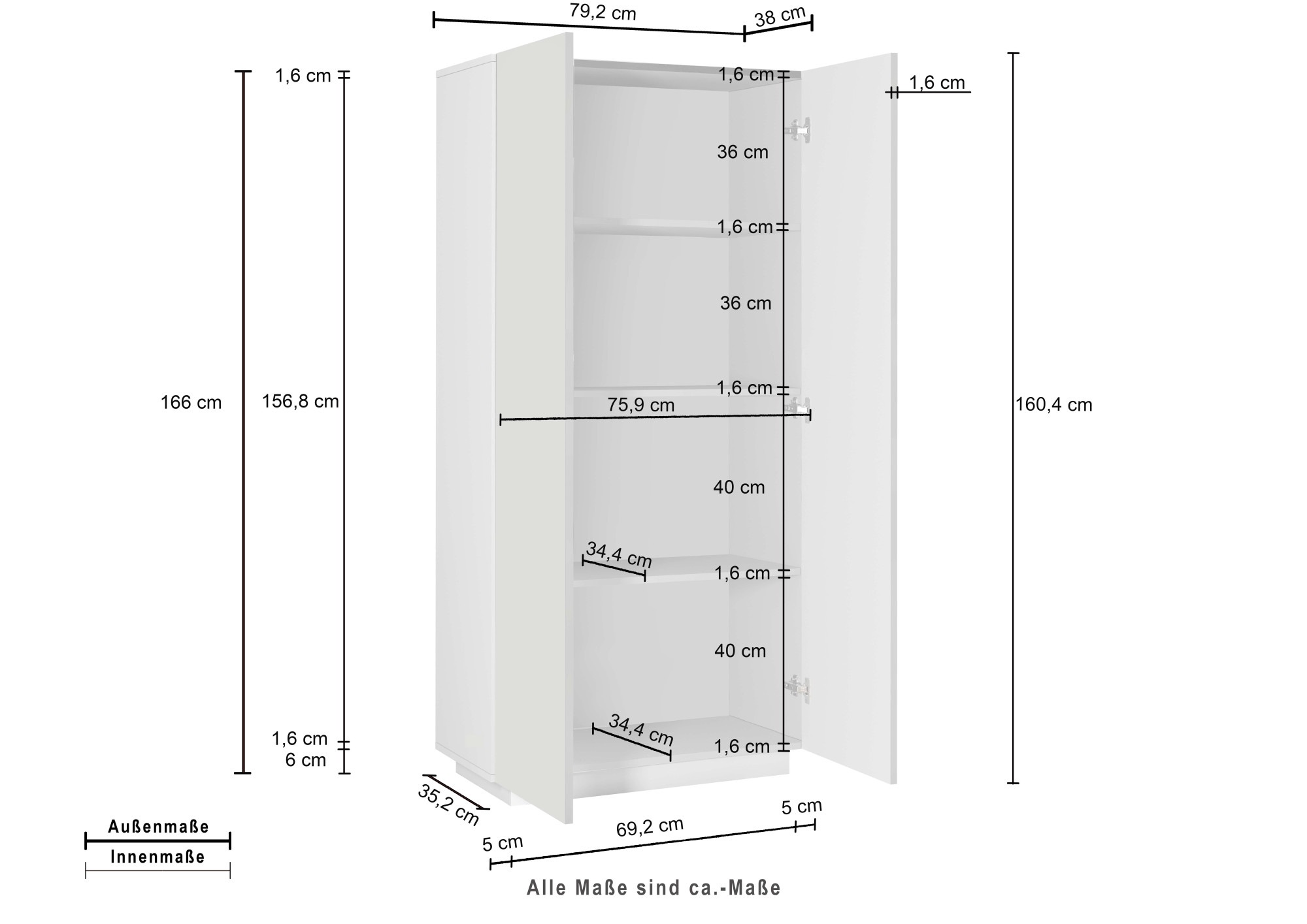INOSIGN Aktenschrank »Essential, Mehrzweckschrank, Büroschrank mit 2 Türen«, & verstellbaren Einlegeböden, Höhe 86 oder 166 cm, Made in Italy