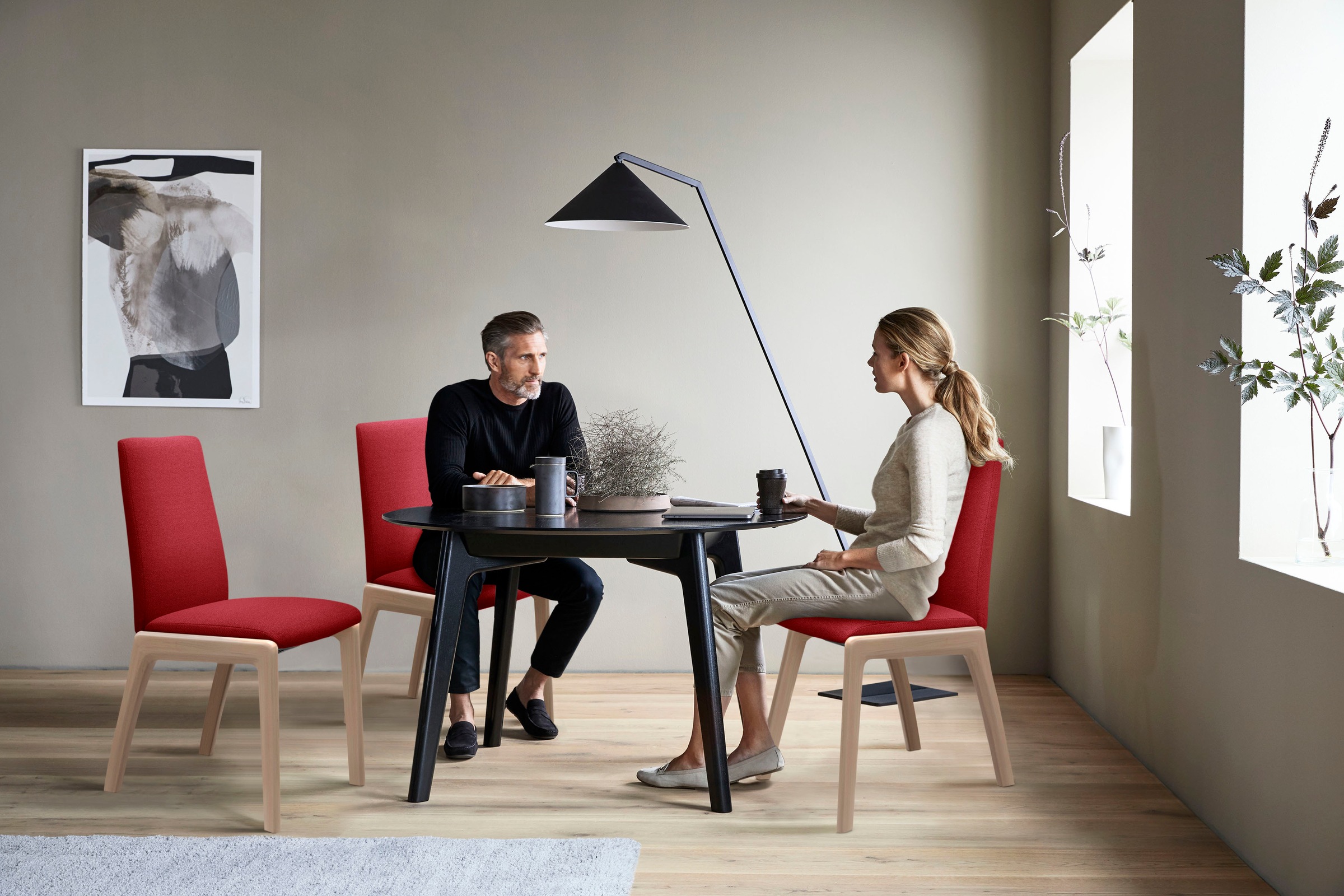 Stressless® Polsterstuhl »Laurel«, ROHLEDER Stoff Q2 FARON, Low Back, Größe M, mit abgerundeten Beinen in Eiche gekalkt