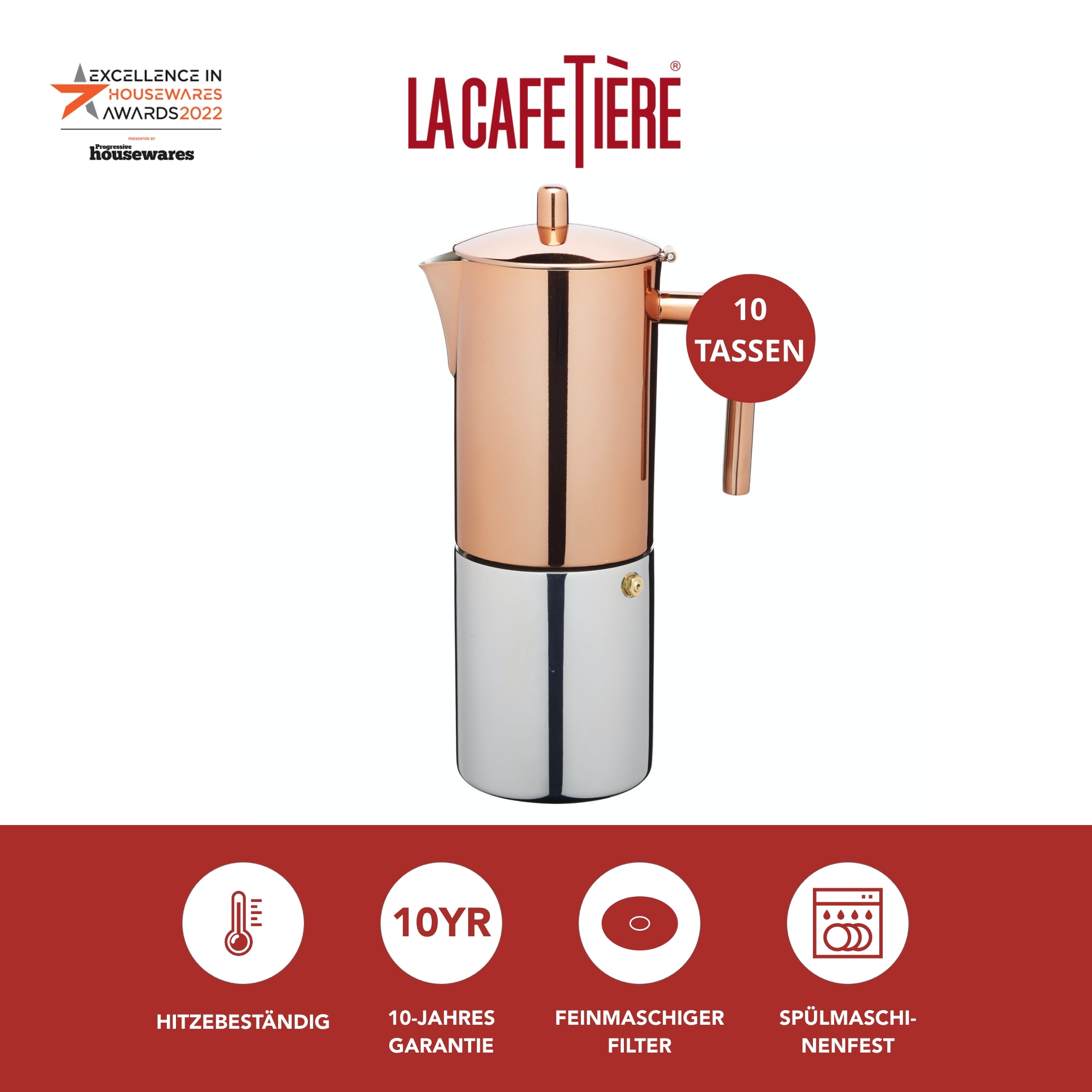 La Cafetière Espressokocher »La Cafetière«, 0,6 l Kaffeekanne, aus hochwertigem, rostfreien Edelstahl mit induktionsgeeignetem Boden