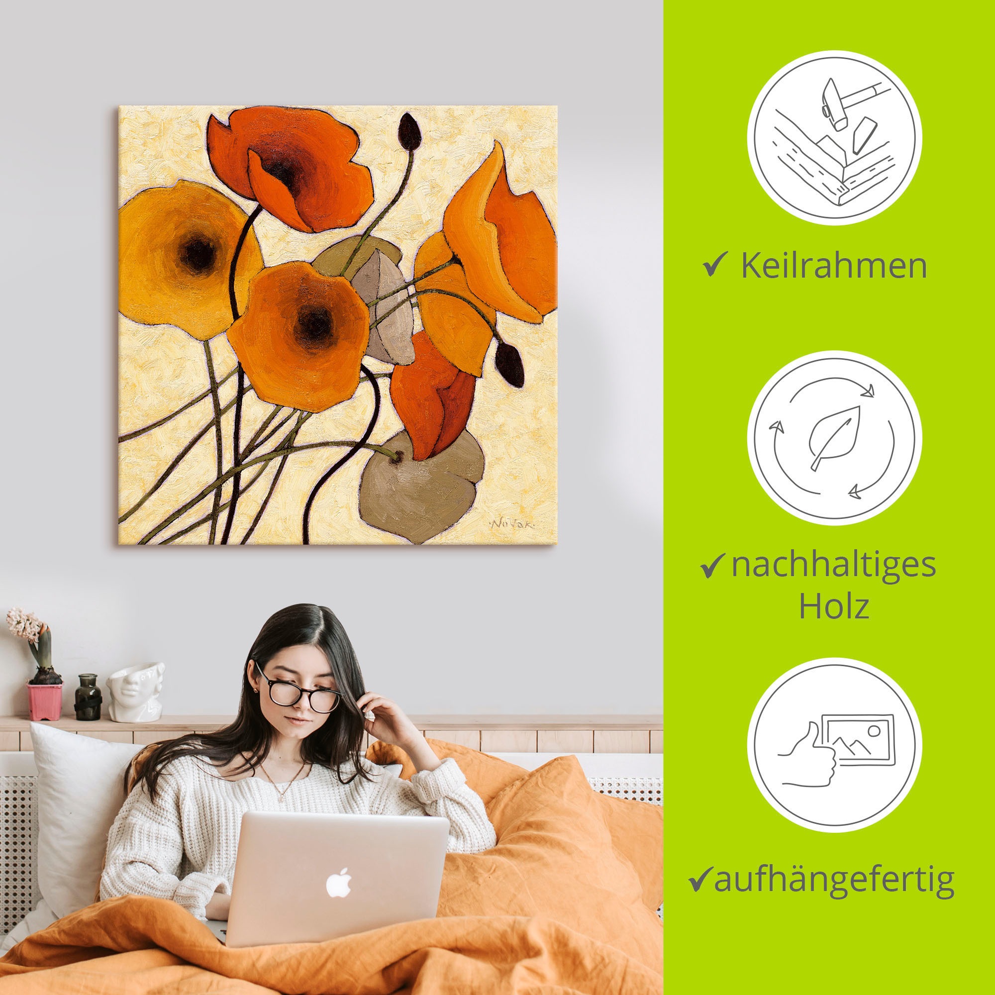 Artland Leinwandbild »Kürbismohn II«, Blumen, (1 St.), auf Keilrahmen gespannt