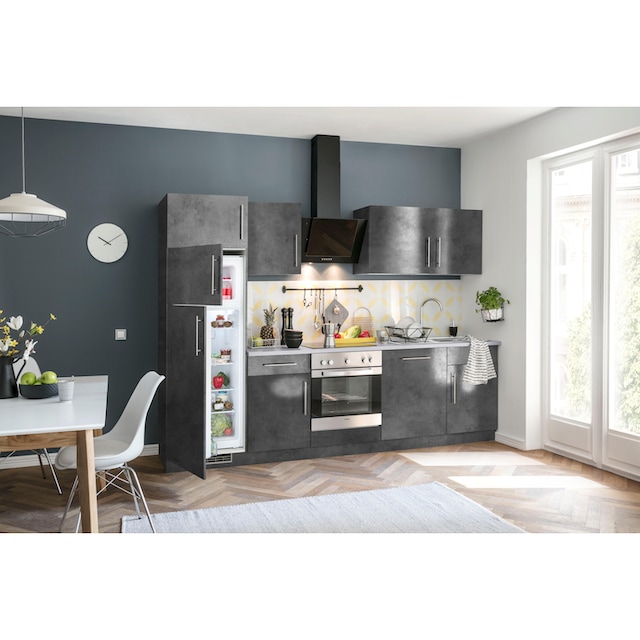wiho Küchen Küchenzeile »Cali«, mit E-Geräten und Kühl-Gefrierkombination,  Breite 280 cm auf Raten bestellen