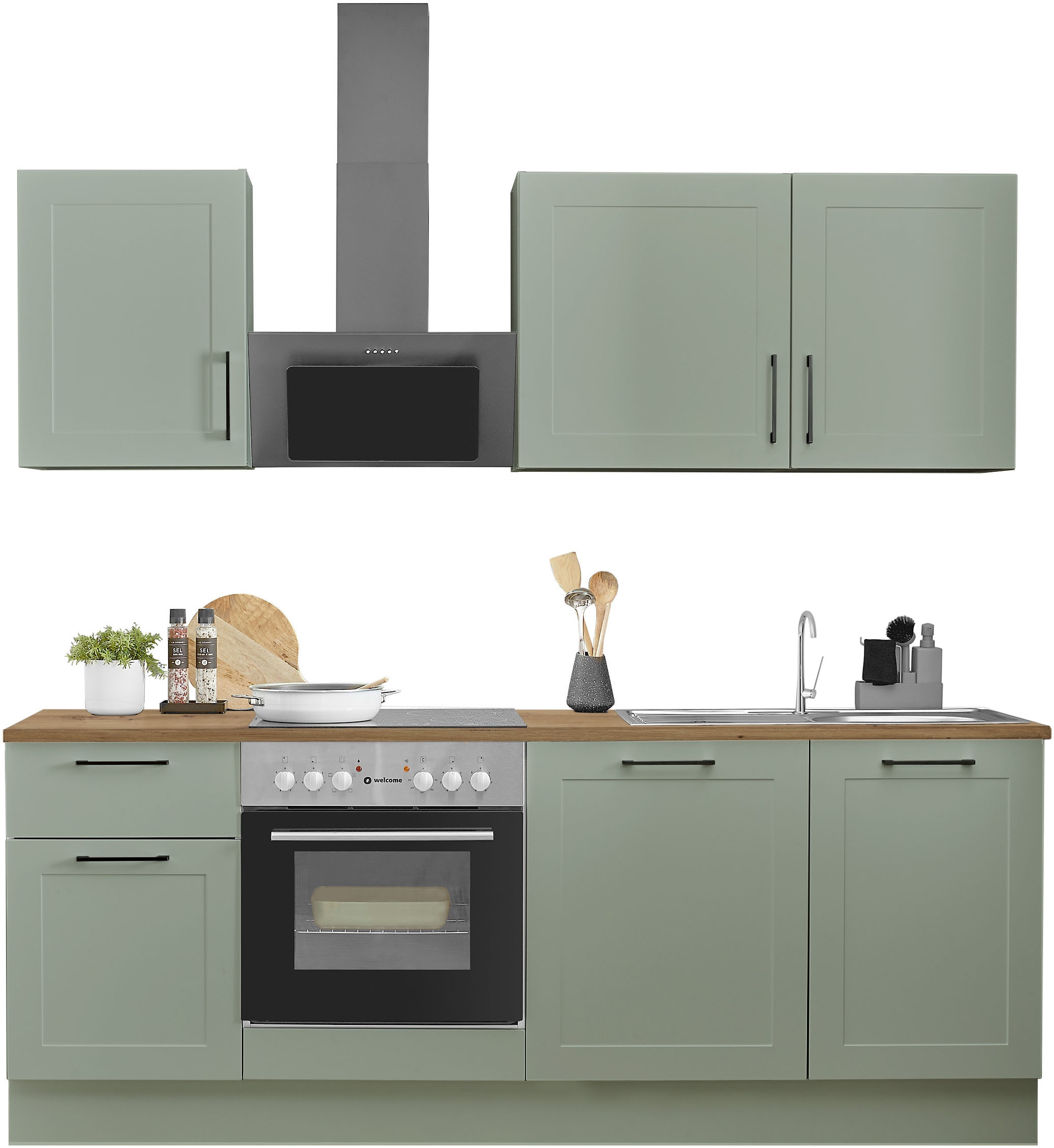 BASIC by Balculina Küchenzeile »Marsi« Breite 220 cm, wahlweise mit E-Geräten, mit Soft-Close-Funktion