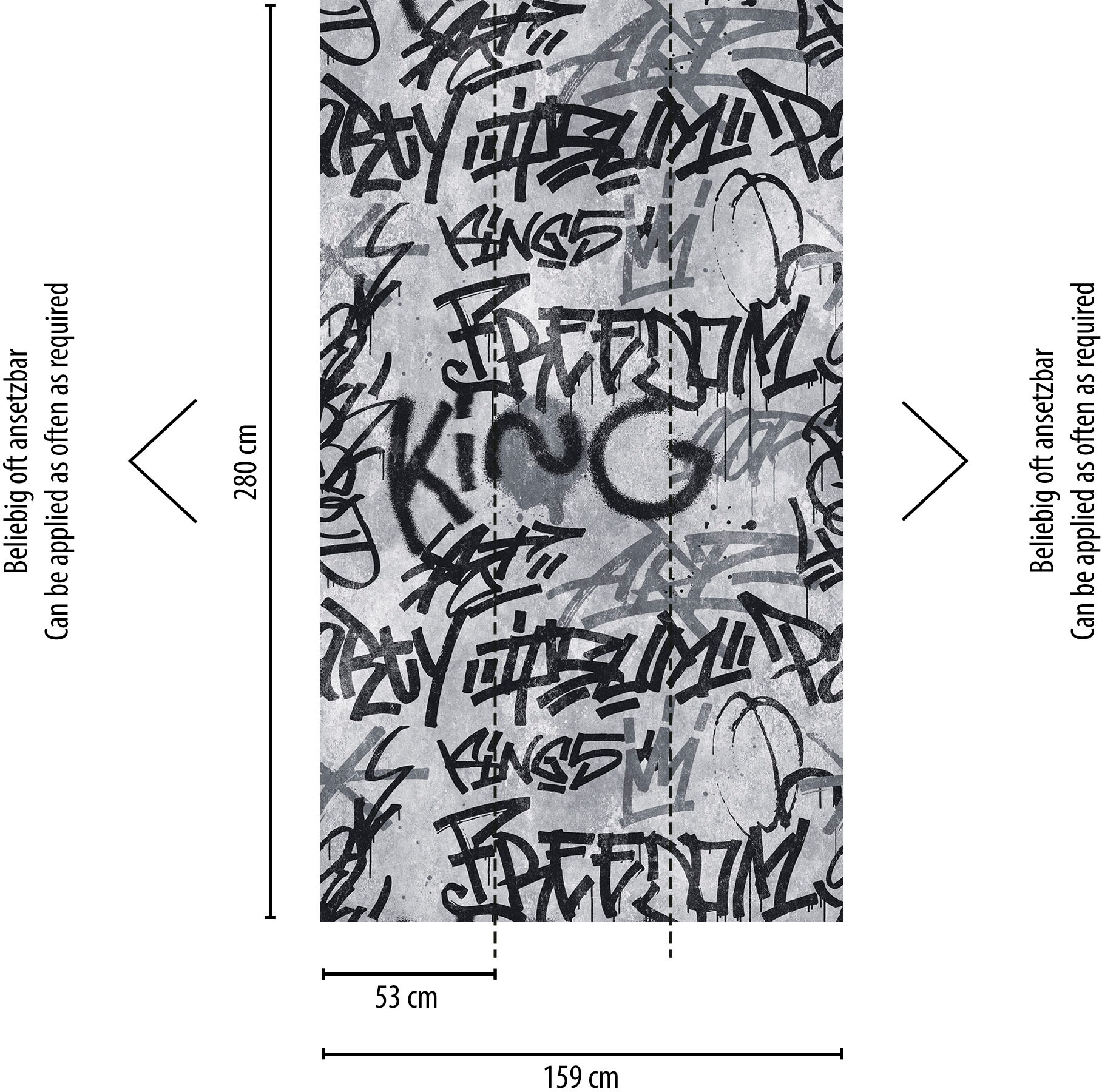 living walls Fototapete »The Wall« Kunst | Stadt | matt glatt Fototapete Tapete Grafitti Tapeten Wohnzimmer modern Flur Design Optik