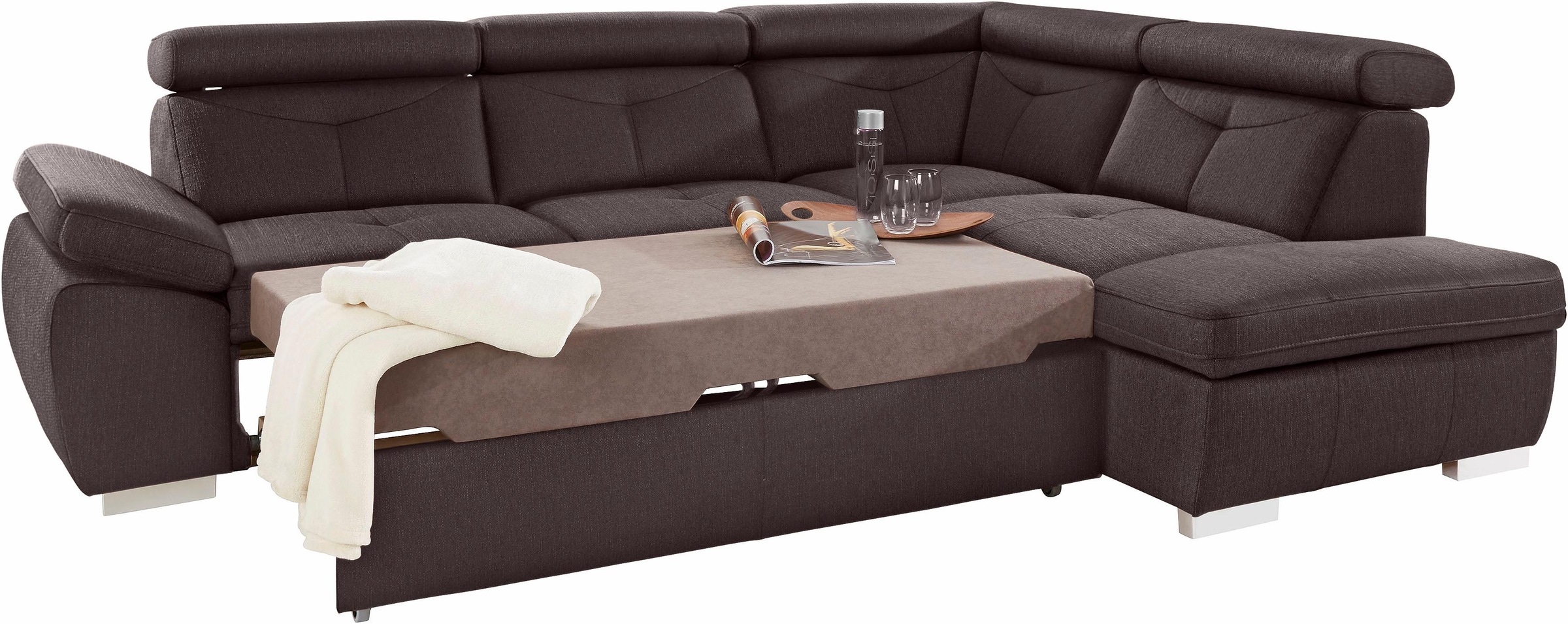 exxpo - sofa fashion Ecksofa »Spring, super bequem und komfortabel mit Armteil- und Kopfteilfunktion«, wahlweise mit Bettfunktion und Bettkasten, L-Form