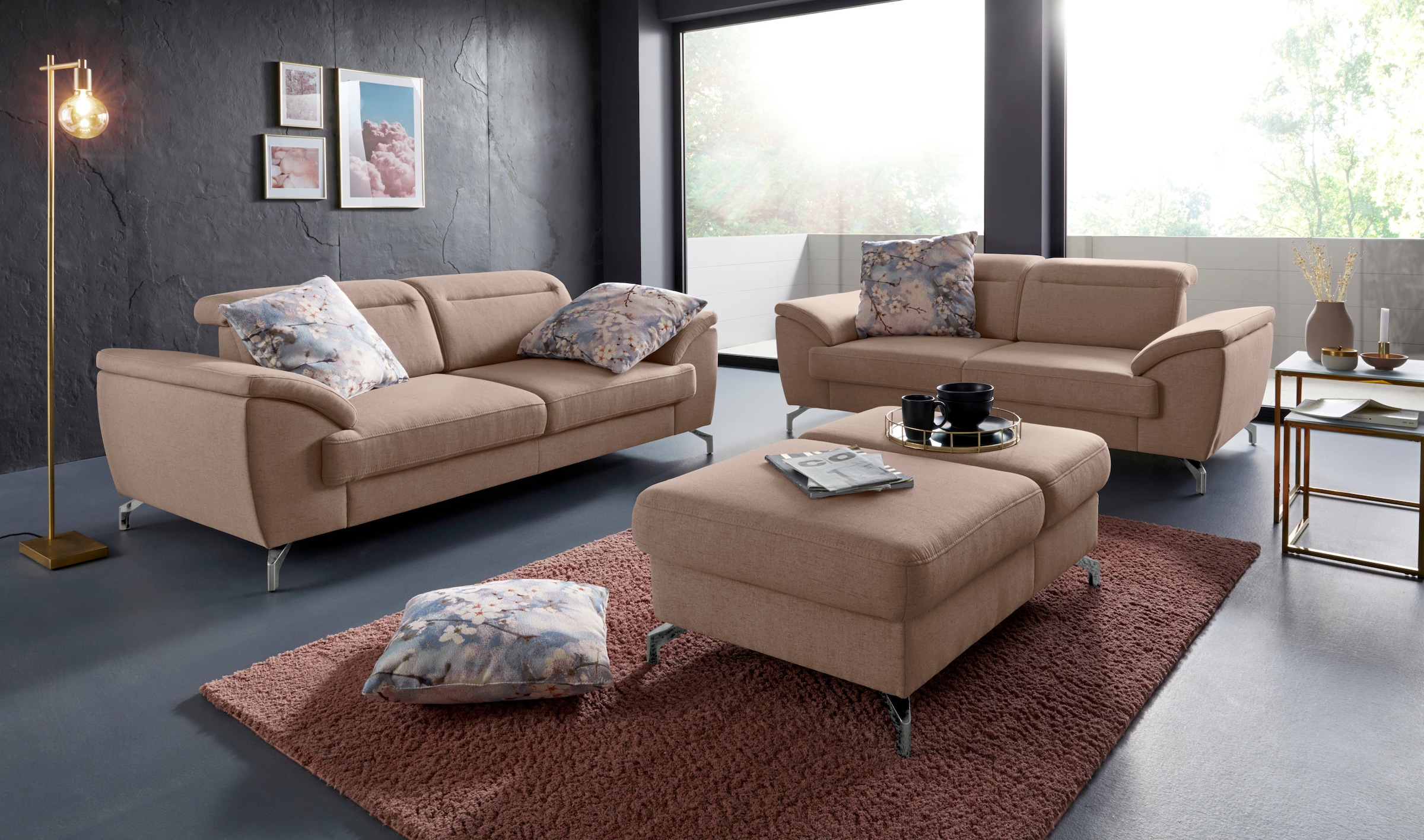sit&more Hocker »Percy«, Fußhöhe 12 cm, mit Klappfunktion, wahlweise in 2 Fußfarben