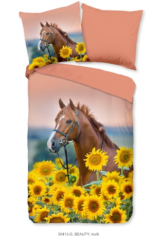 Kinderbettwäsche »Beauty Horse Sunflower«, (2 tlg.)