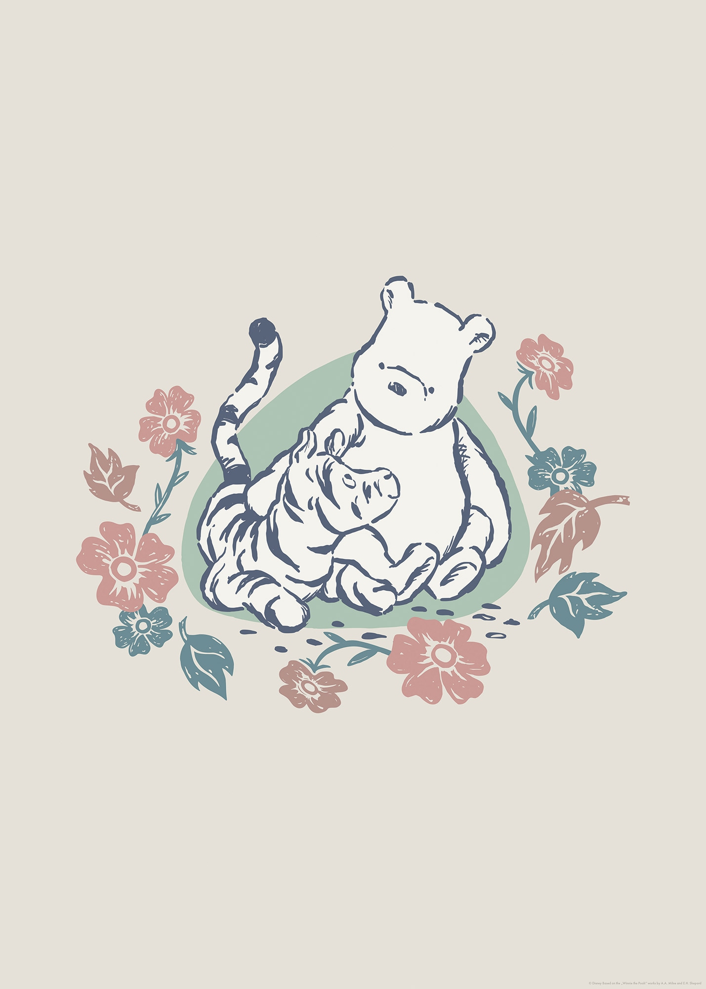 Komar Wandbild »Disney Winnie the Pooh Flowers and Friends«, Disney, (Set, 1 St.), 50 x 70 cm (Breite x Höhe) - Kinderzimmer, Dekoration