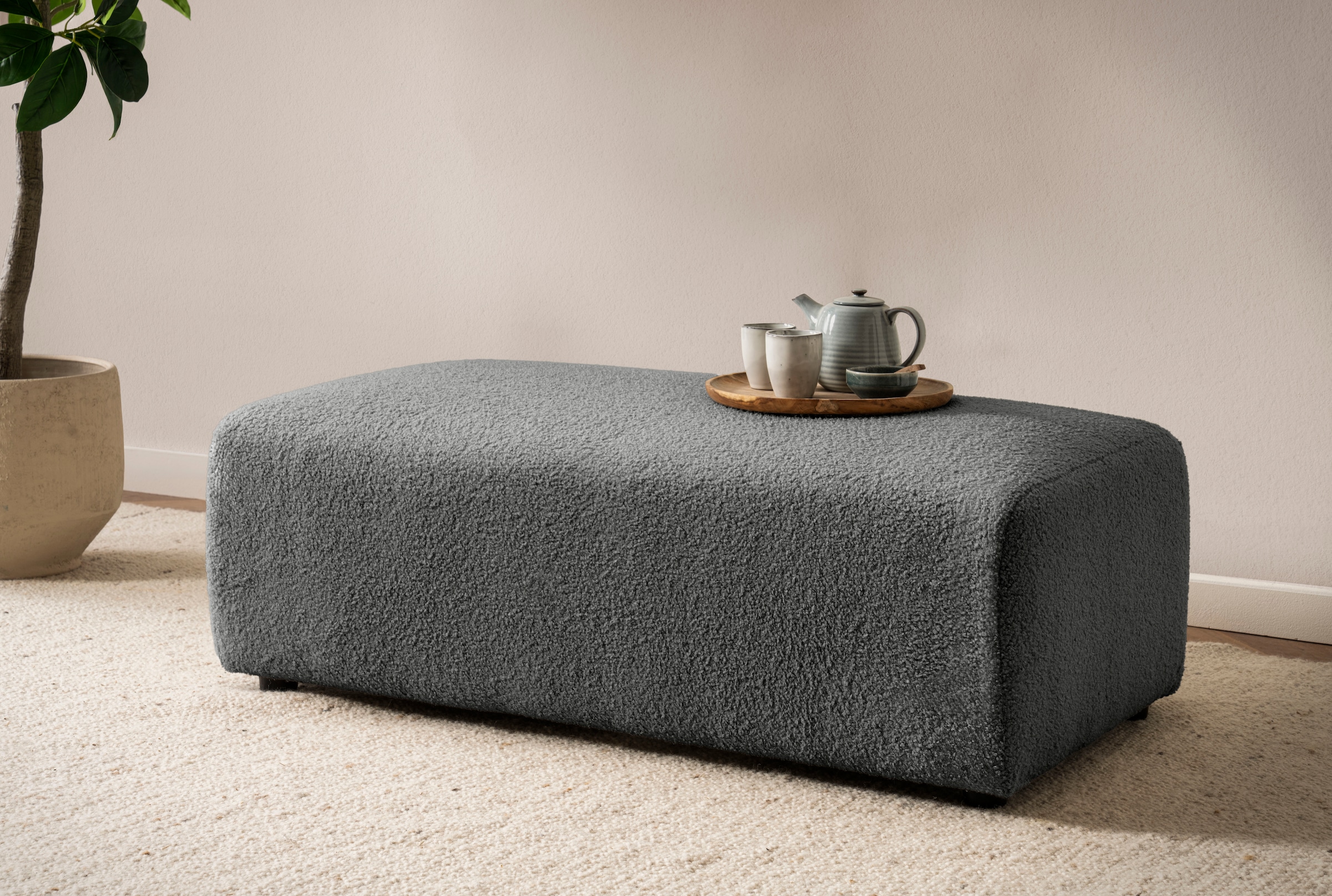 andas Hocker »BAKELS, Polsterhocker in Cord oder Boucle-Stoff«, zur Serie BAKELS, Hocker stellbar zum Schlafsofa (Krokodilverbinder)