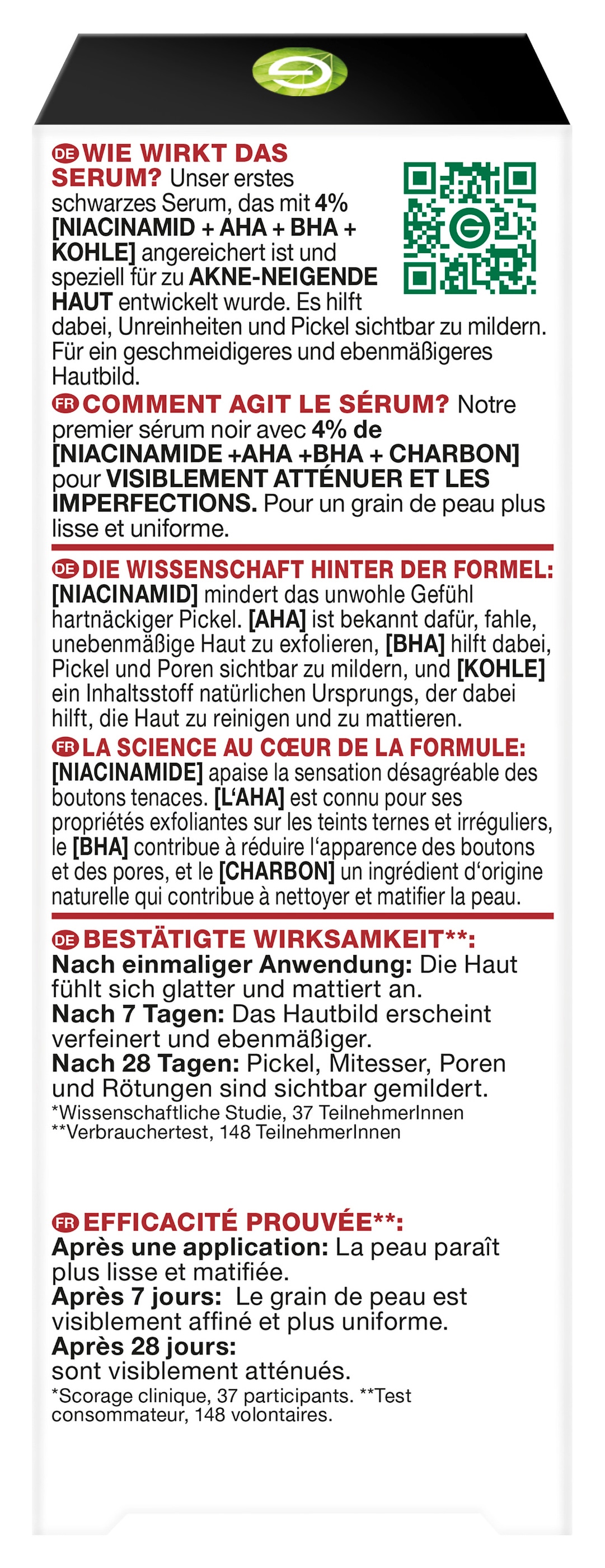 GARNIER Gesichtsserum »Hautklar Anti-Unreinheiten Serum« mit Kohle, Fluid-Textur