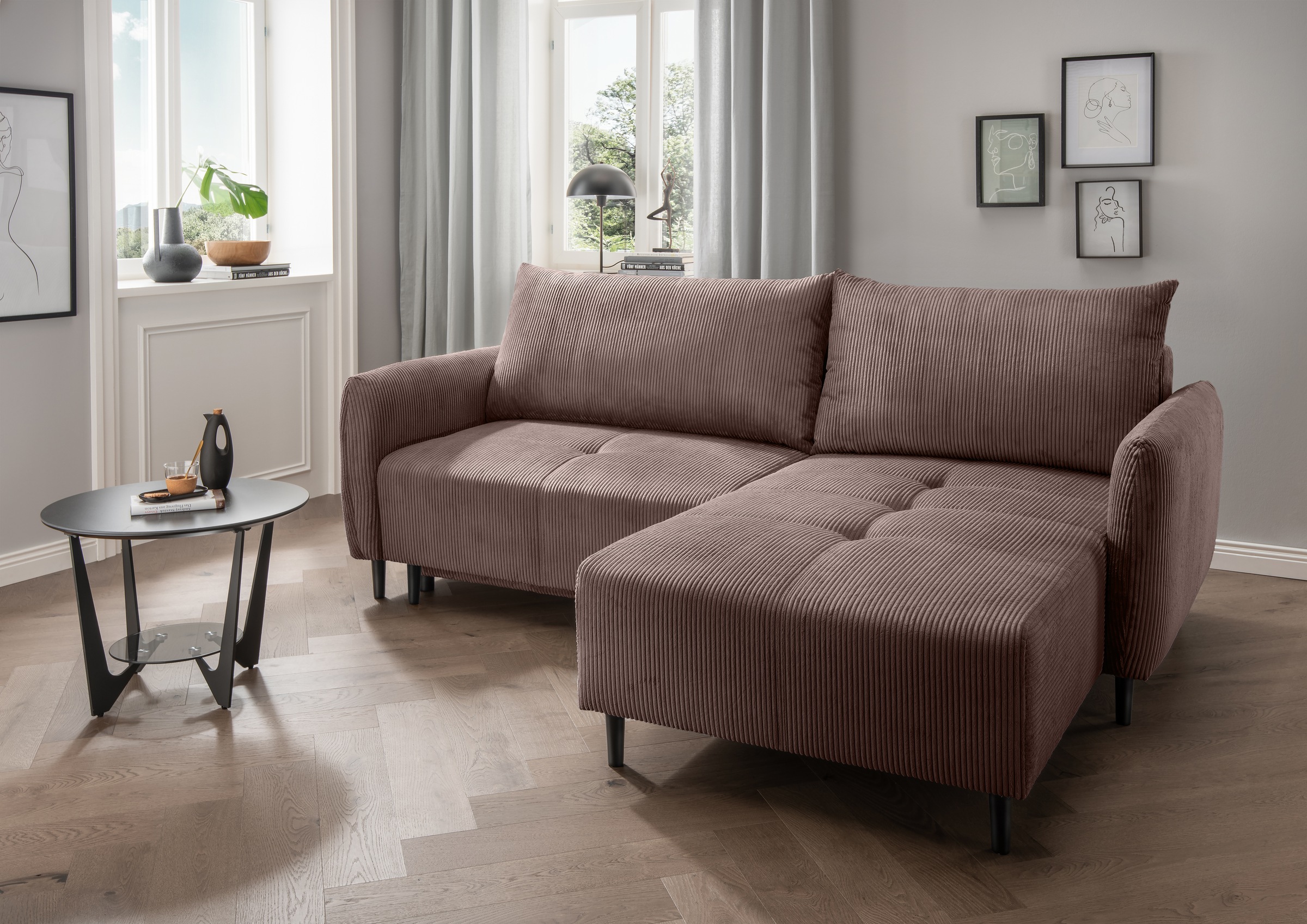 INOSIGN Ecksofa »Mara, L-Form, aktueller Cord Bezug und tolle Farben, schma günstig online kaufen