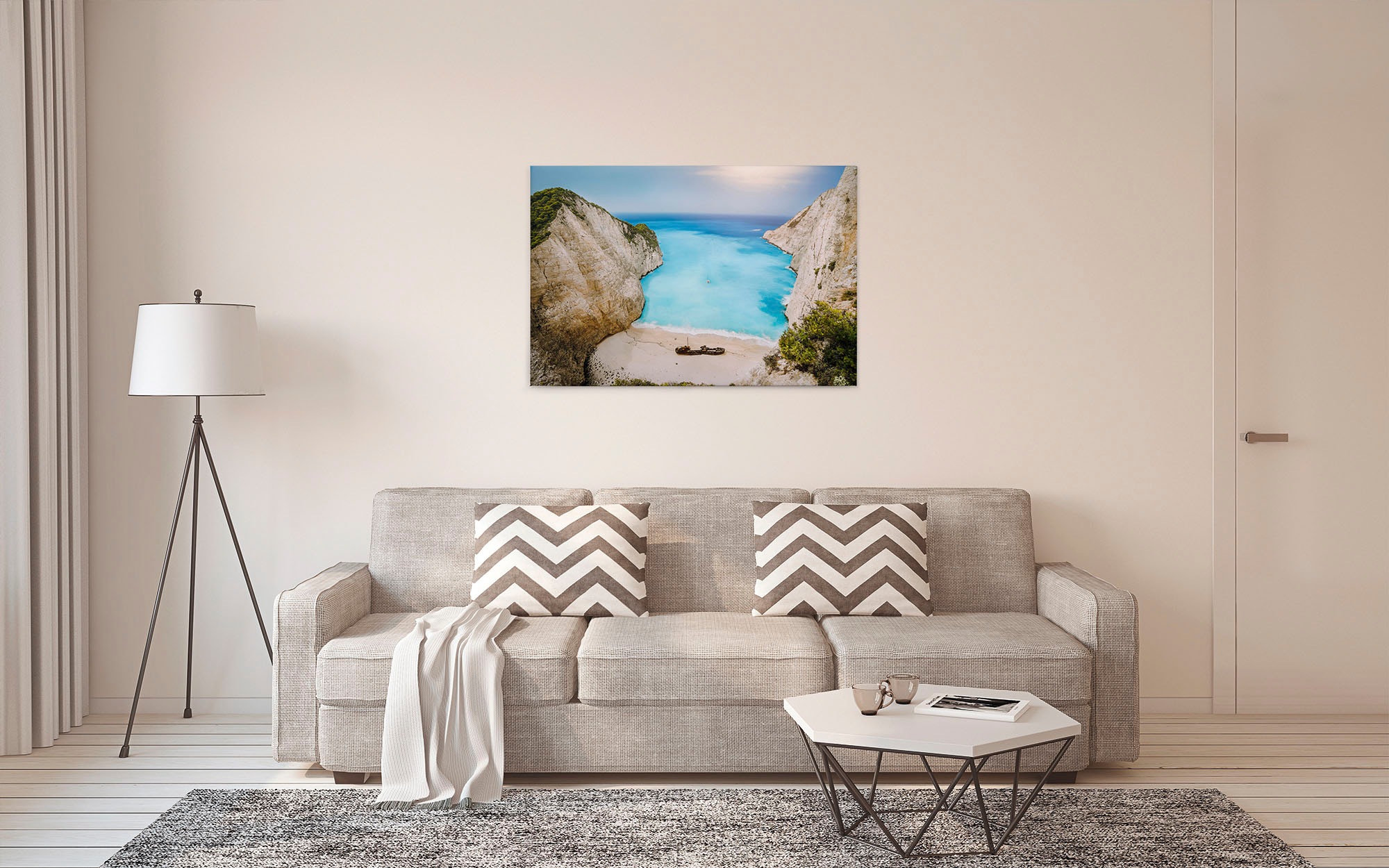 A.S. Création Leinwandbild »Greek Bay«, Kunst-Gemälde-Kinder, (1 St.), Strand Meer Bucht Keilrahmen Sommer Leinwand-Bild Wohnzimmer modern