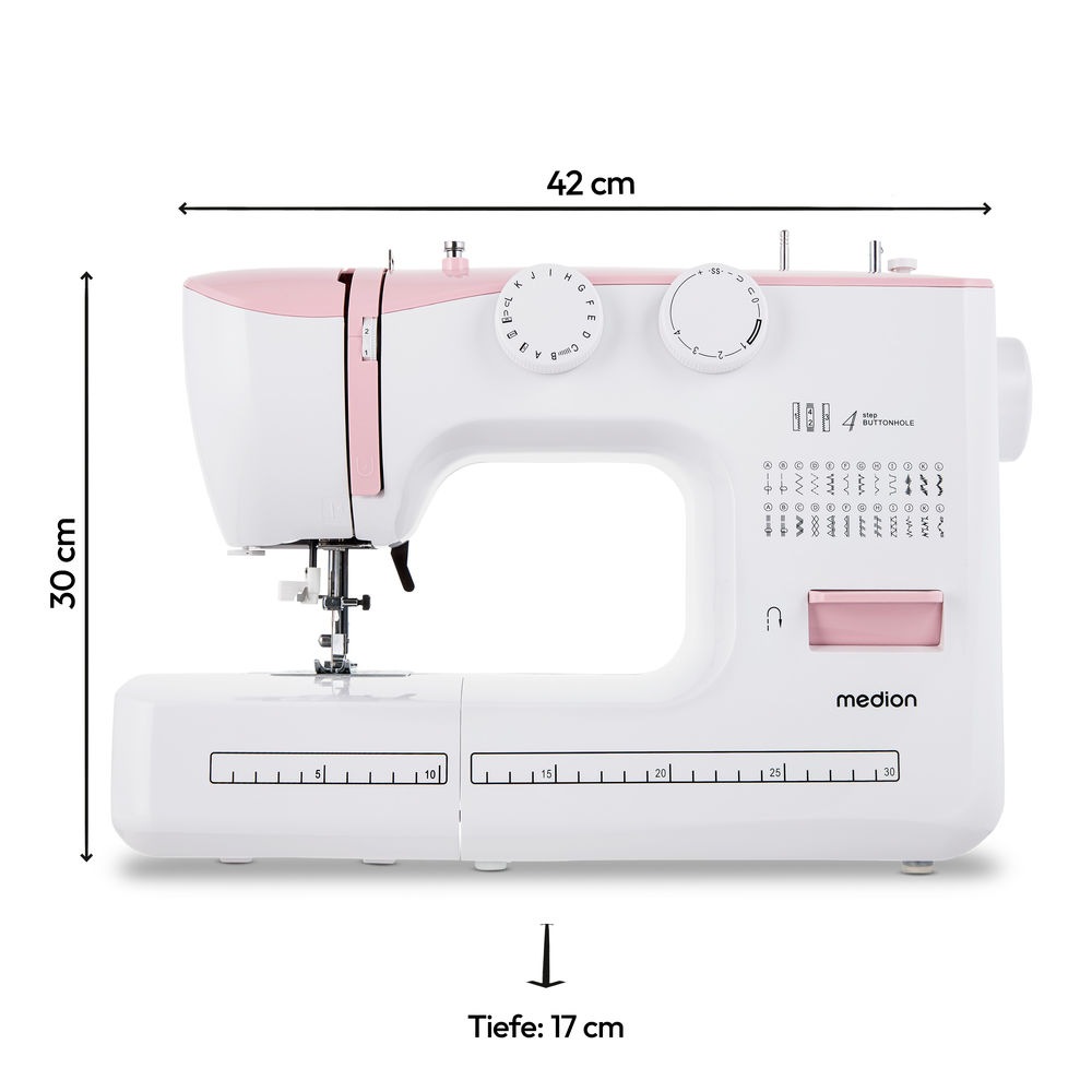Medion® Freiarm-Nähmaschine »SM60 (MD 10689), 60 Stichmuster, Rückwärtstaste, 60 Watt Motorleistung«, 24 Programme, automatischer Einfädler, einstellbare Stichlänge und -breite, Nähloch