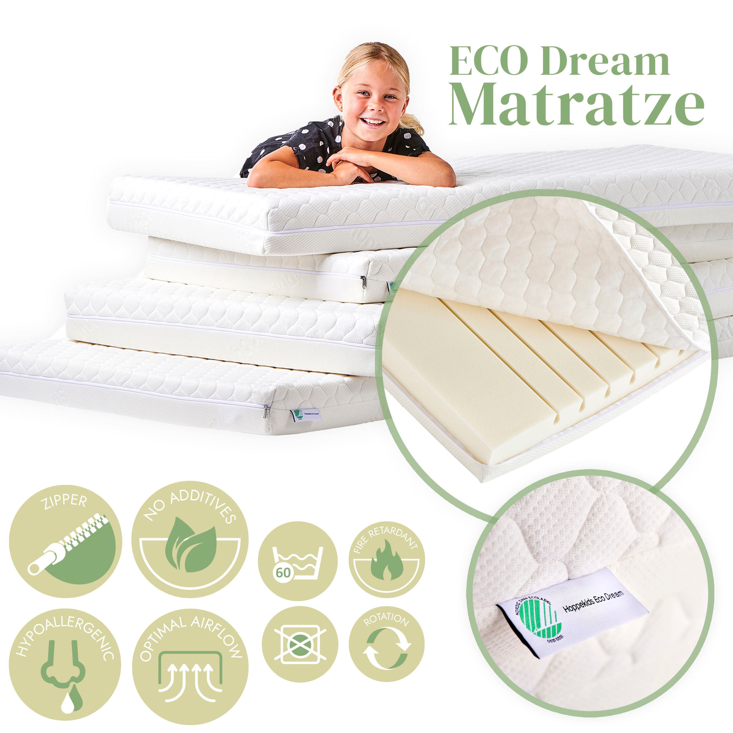 Hoppekids Spielbett »ECO COMFORT, Hochbett, in 2 Einzelbetten teilbar«, Höhe 72cm, Farbe & Größe & Matratze