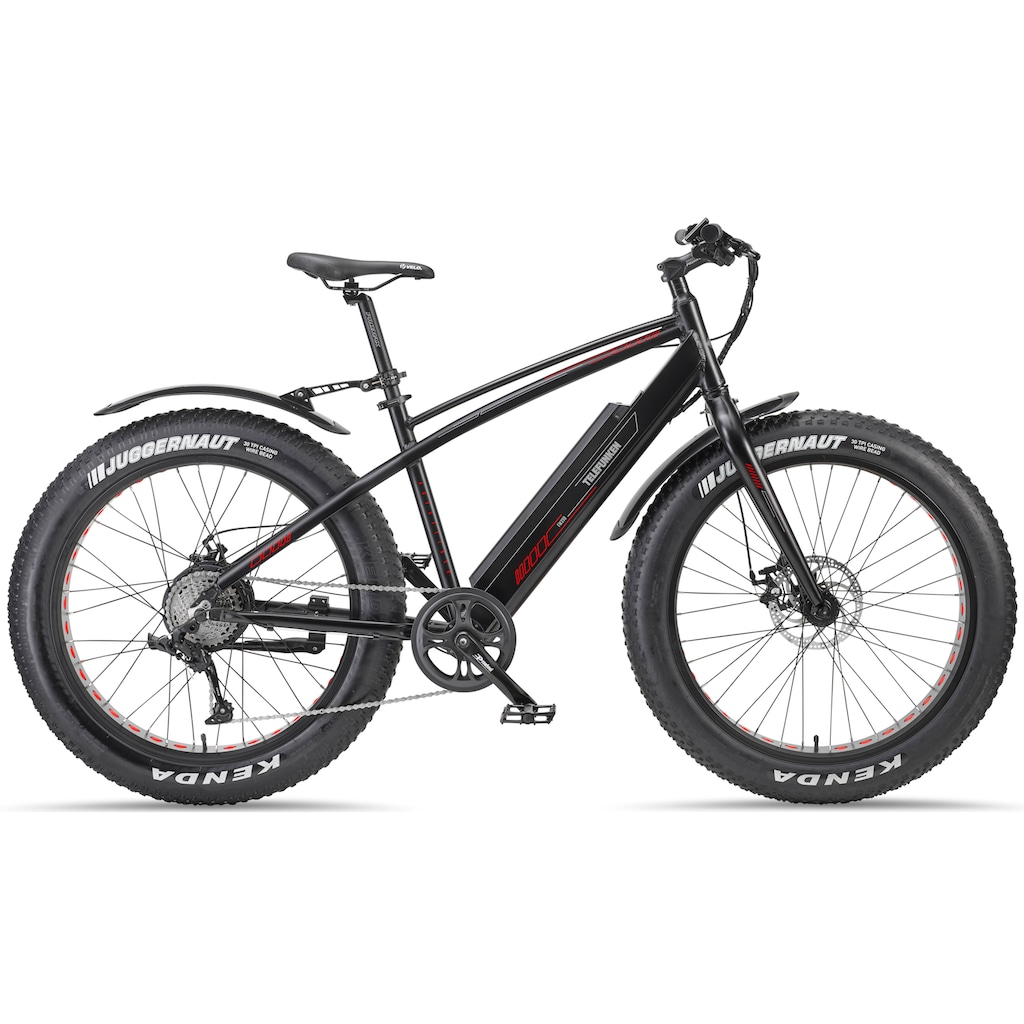 Telefunken E-Bike »Aufsteiger FM350«, 8 Gang, Heckmotor 250 W, (26 Zoll x 4,00 Breitreifen-ca. 100km Reichweite-Geländebike off road)