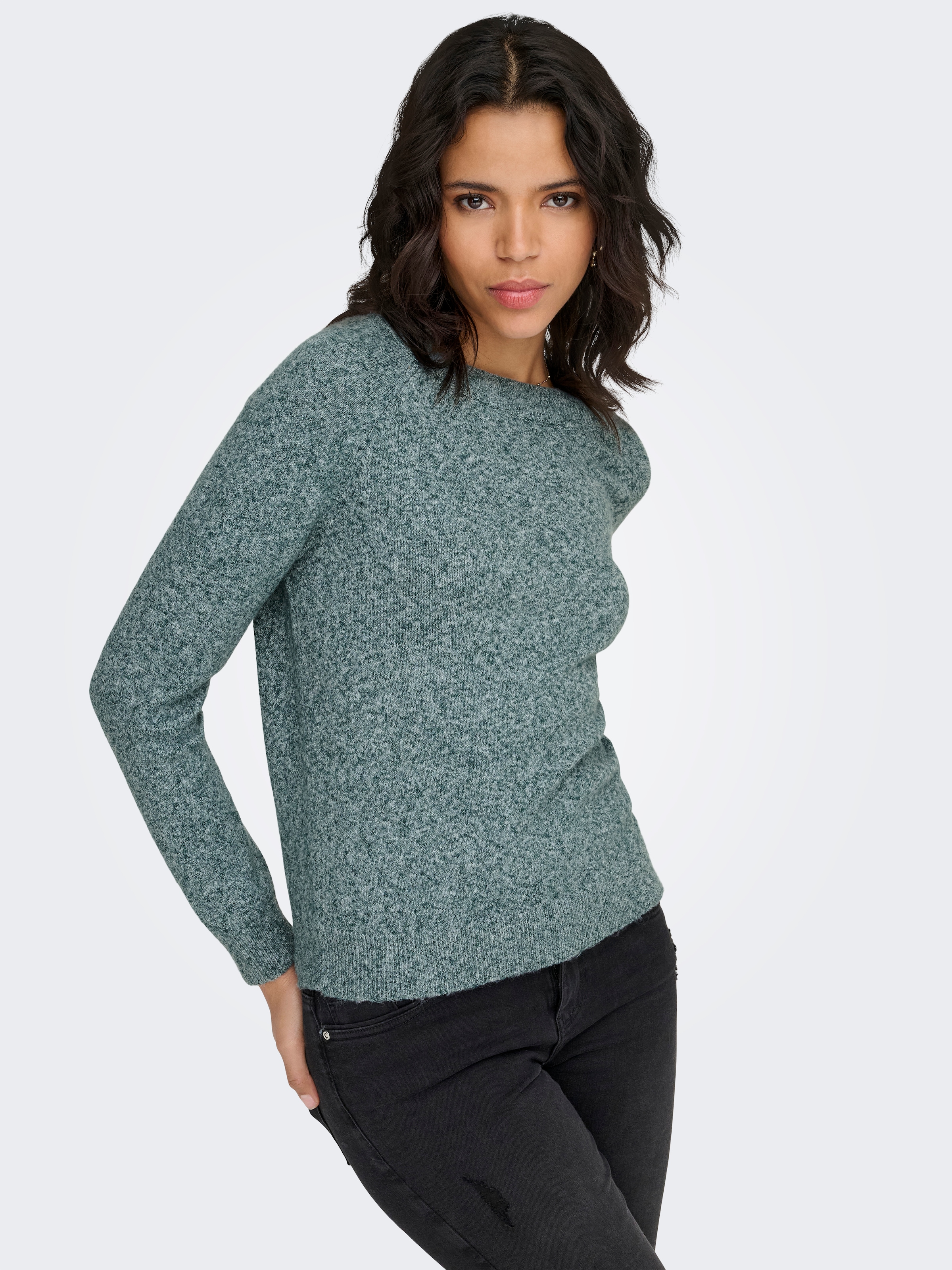 ONLY Rundhalspullover »ONLRICA LIFE L/S PULLOVER  KNT NOOS« Materialmix, regular fit