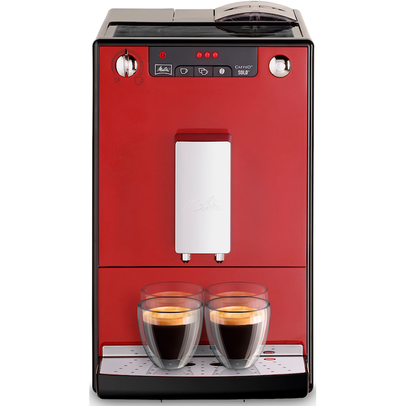 MELITTA Kaffeevollautomat »Solo E950-201, schwarz« Perfekt für Café crème & Espresso, nur 20cm breit Chili Red