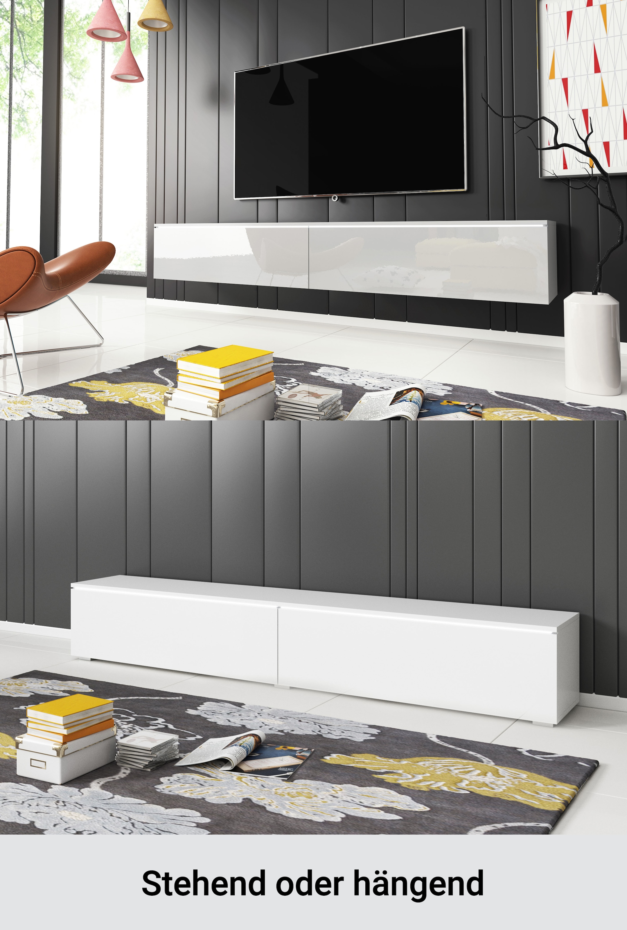 INOSIGN Lowboard »LOWBOARD VERA, wahlweise mit oder ohne Beleuchtung«, 180 cm, stehend und hängend, inkl. Beleuchtung