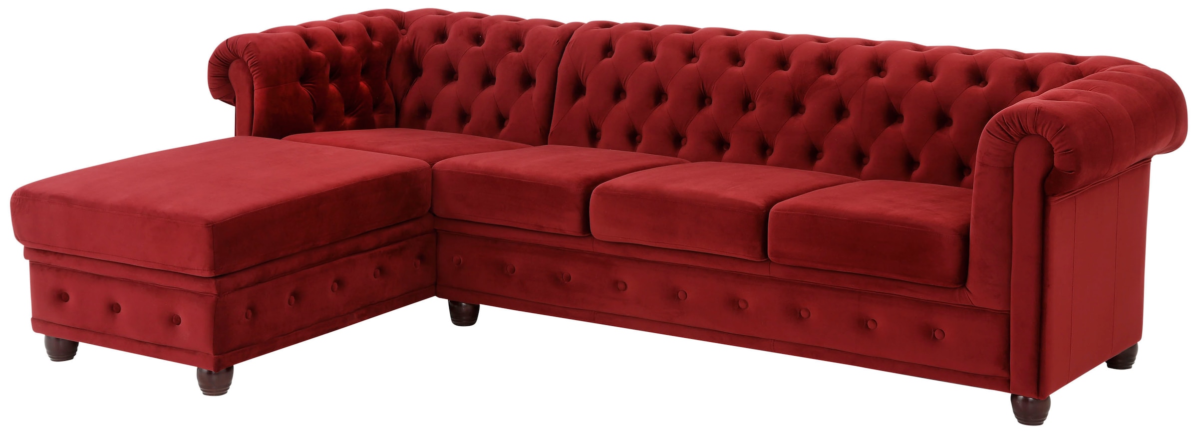 Home affaire Chesterfield-Sofa »New Castle L-Form«, hochwertige Knopfheftung in Chesterfield-Design, B/T/H: 255(171/72)