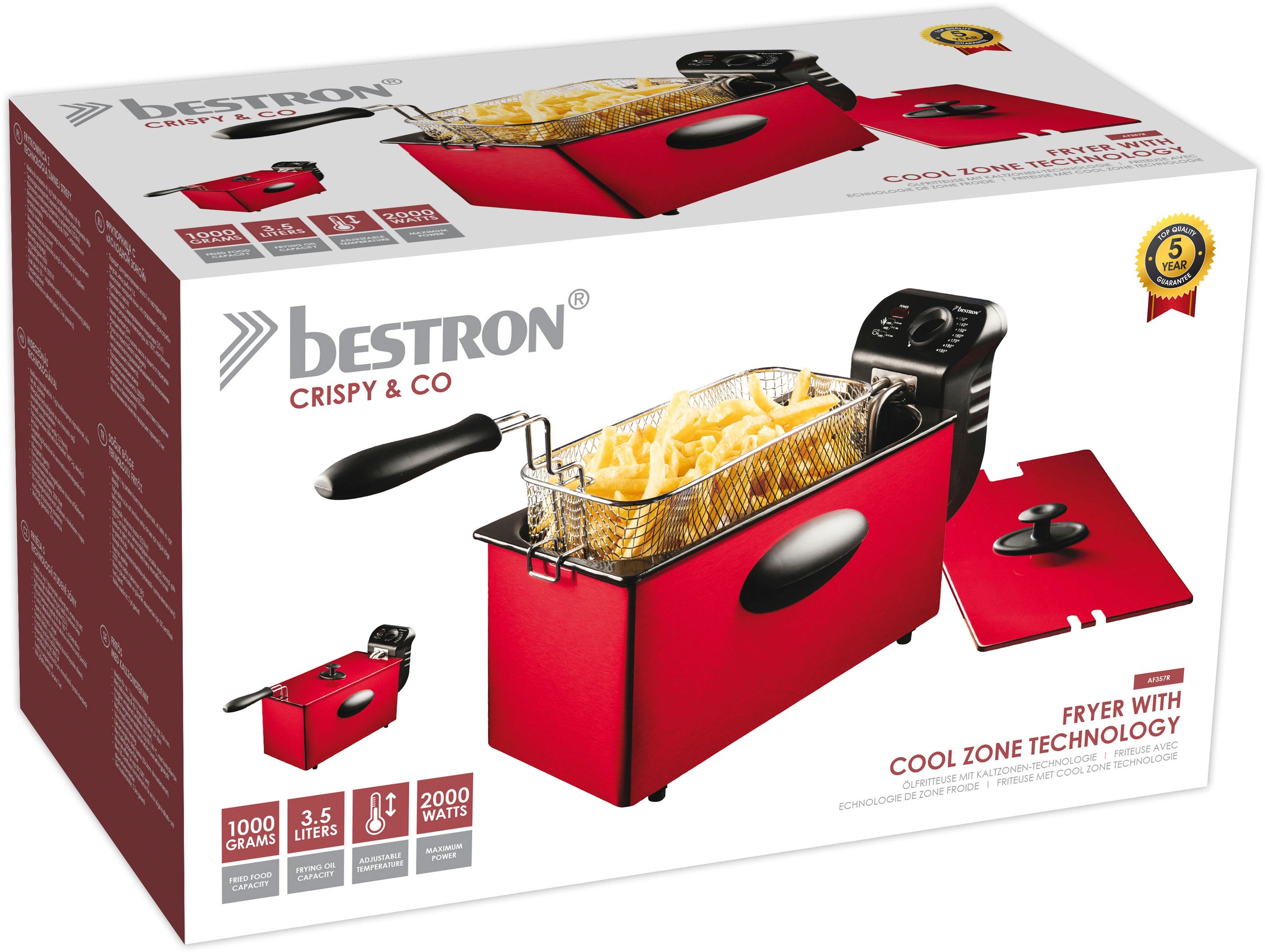 bestron Fritteuse »AF357R«, 2000 W, Fassungsvermögen 3,5 l