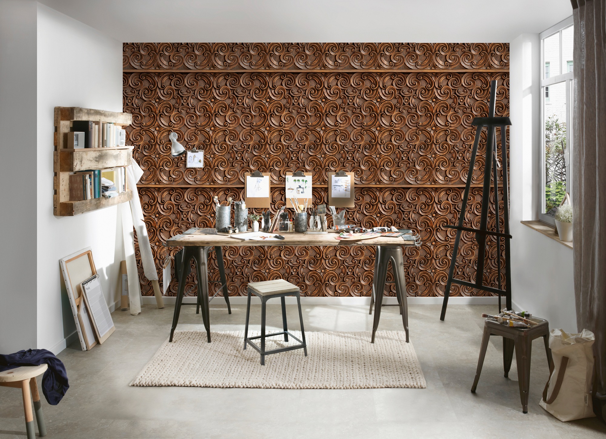 Architects Paper Fototapete »Wooden Ornament«, Vlies, Wand, Schräge