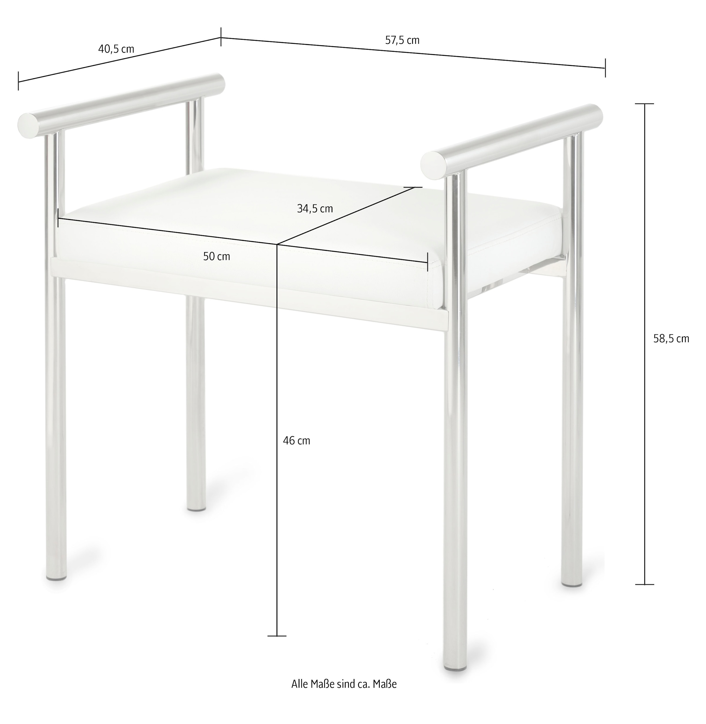 GGG MÖBEL Sitzhocker »Emma«, gepolsterter Sitz, Sitzhöhe 46 cm