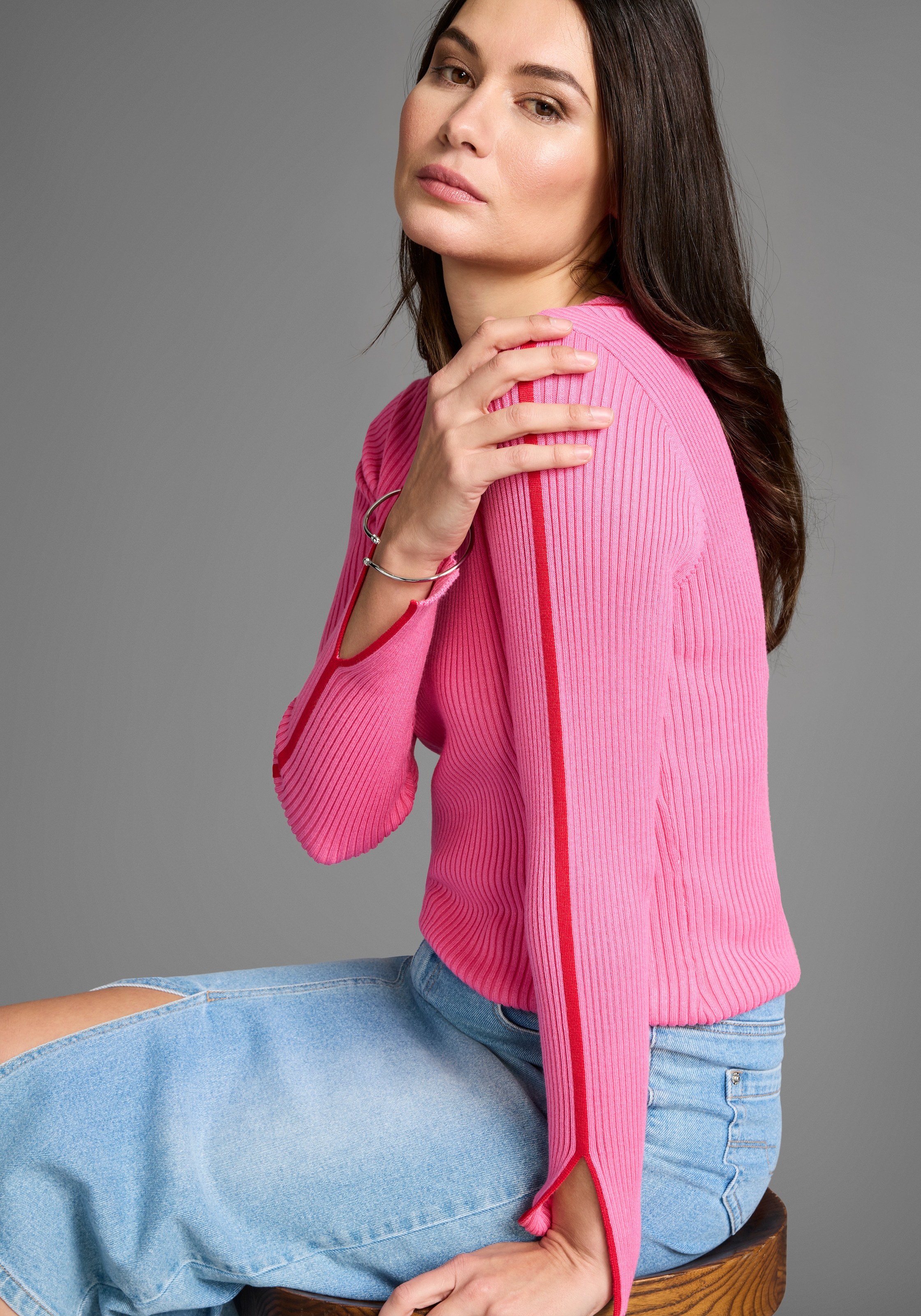 HECHTER PARIS Strickpullover, mit Kontrastdetails