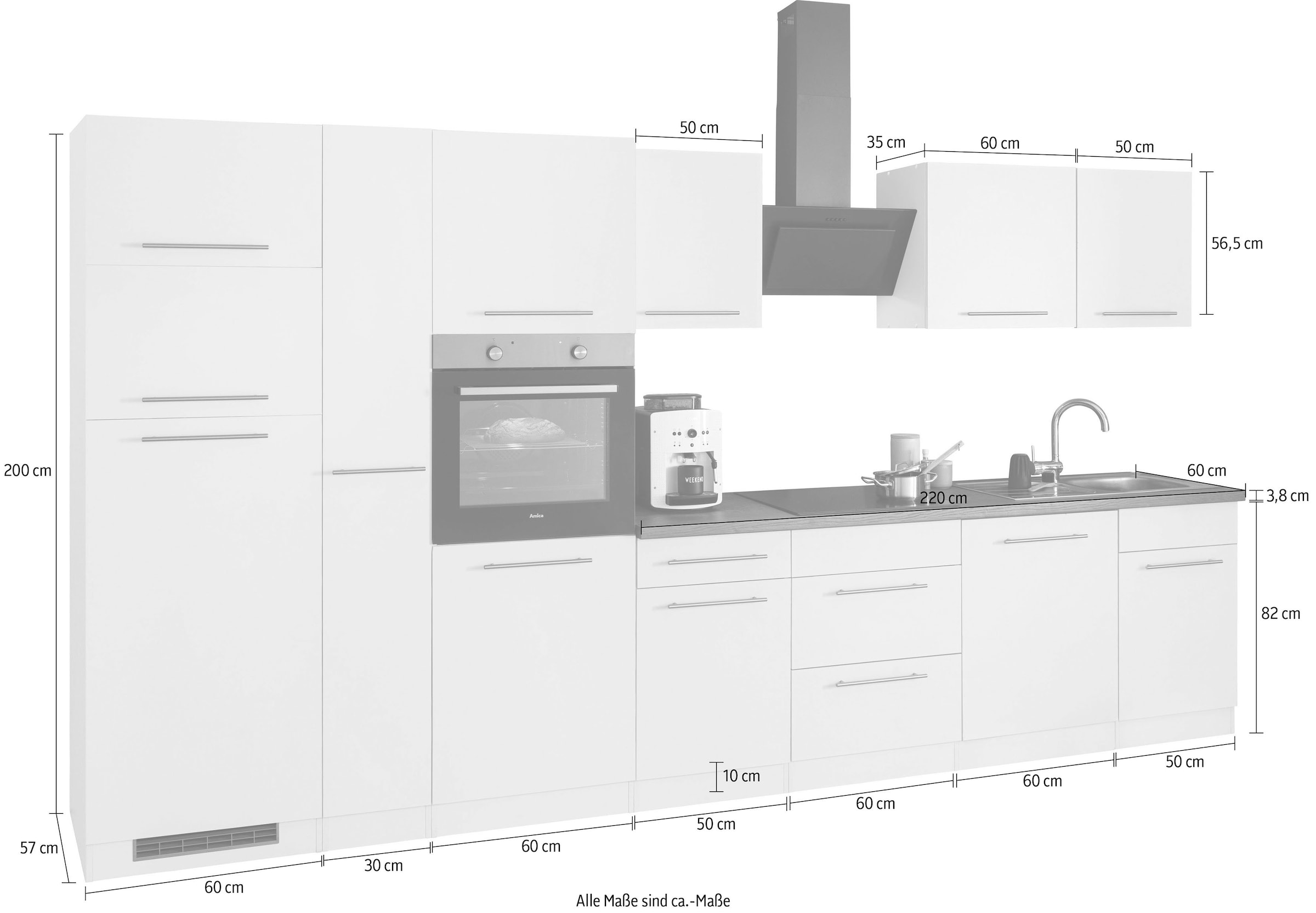 Küchenzeile Breite mit auf cm wiho E-Geräten, »Unna«, Raten kaufen Küchen 370