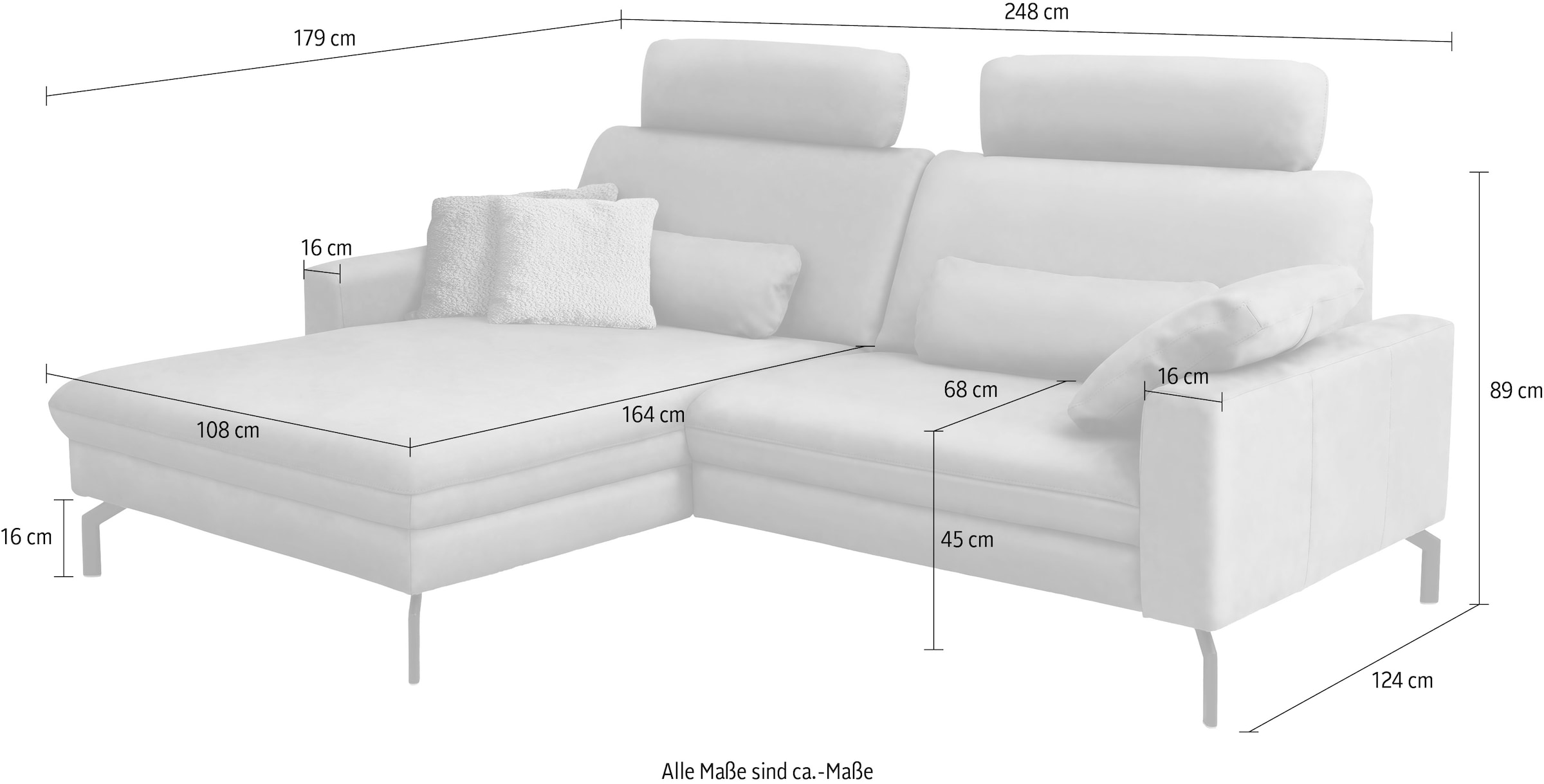 Die PlanBar Ecksofa »PN-EM20028 L-Form mit Kopfstützen«, wahlweise mit motorischem Canape