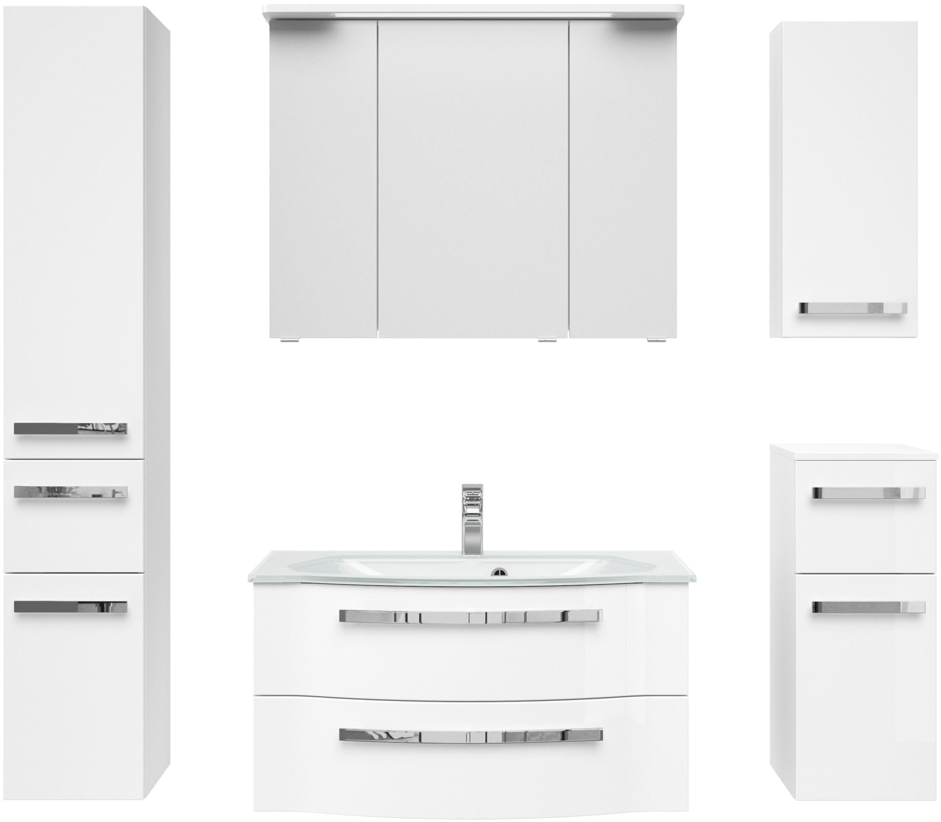 Saphir Badmöbel-Set »Serie 4005, vormontiert, Glaswaschbecken, Spiegelschra günstig online kaufen