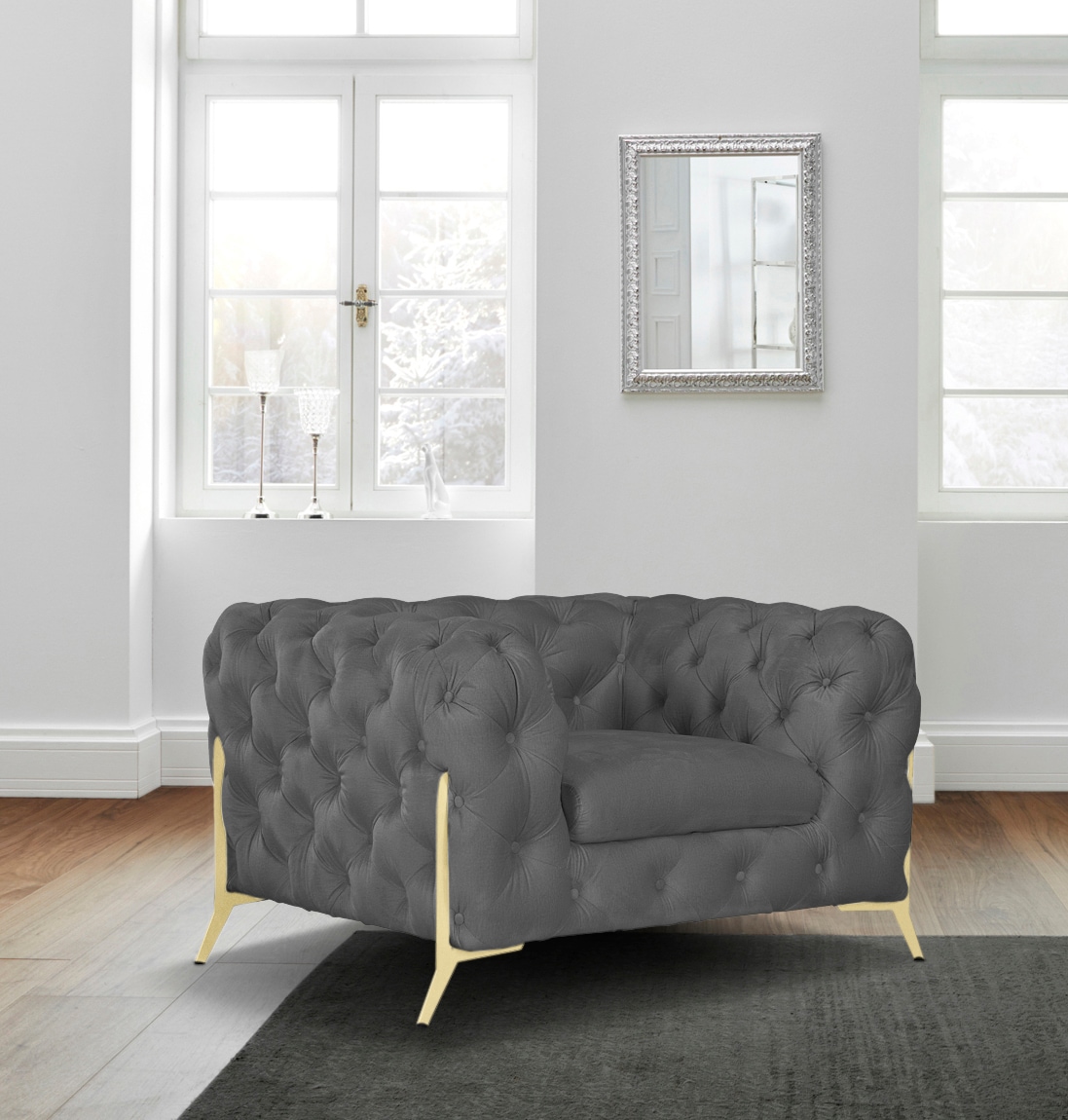 Leonique Chesterfield-Sessel »Amaury Sessel«, aufwändige Knopfheftung, moderne Chesterfield Optik, Fußfarbe wählbar