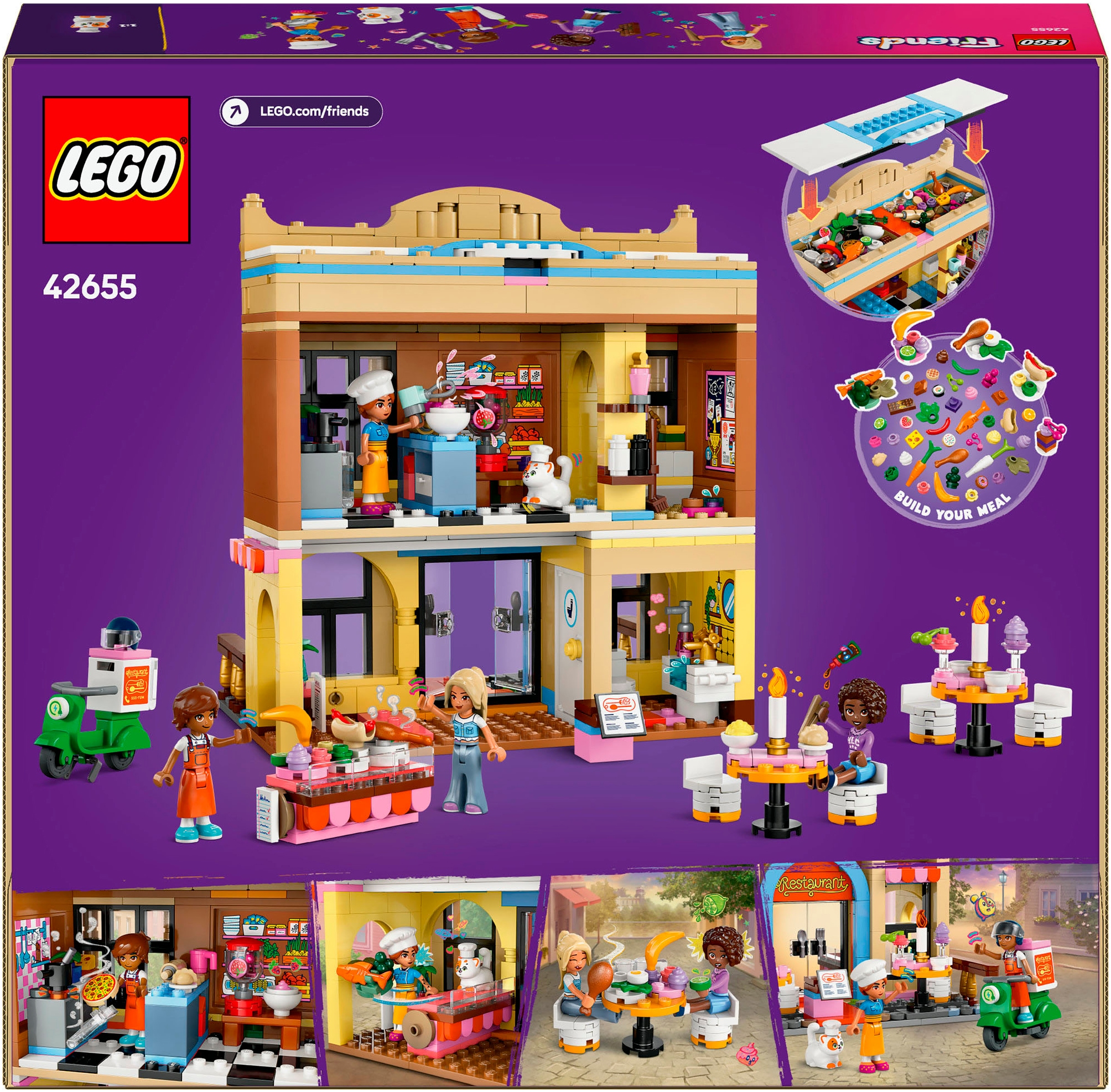 LEGO® Konstruktionsspielsteine »Restaurant und Kochschule (42655), LEGO Friends«, (896 St.), Made in Europe
