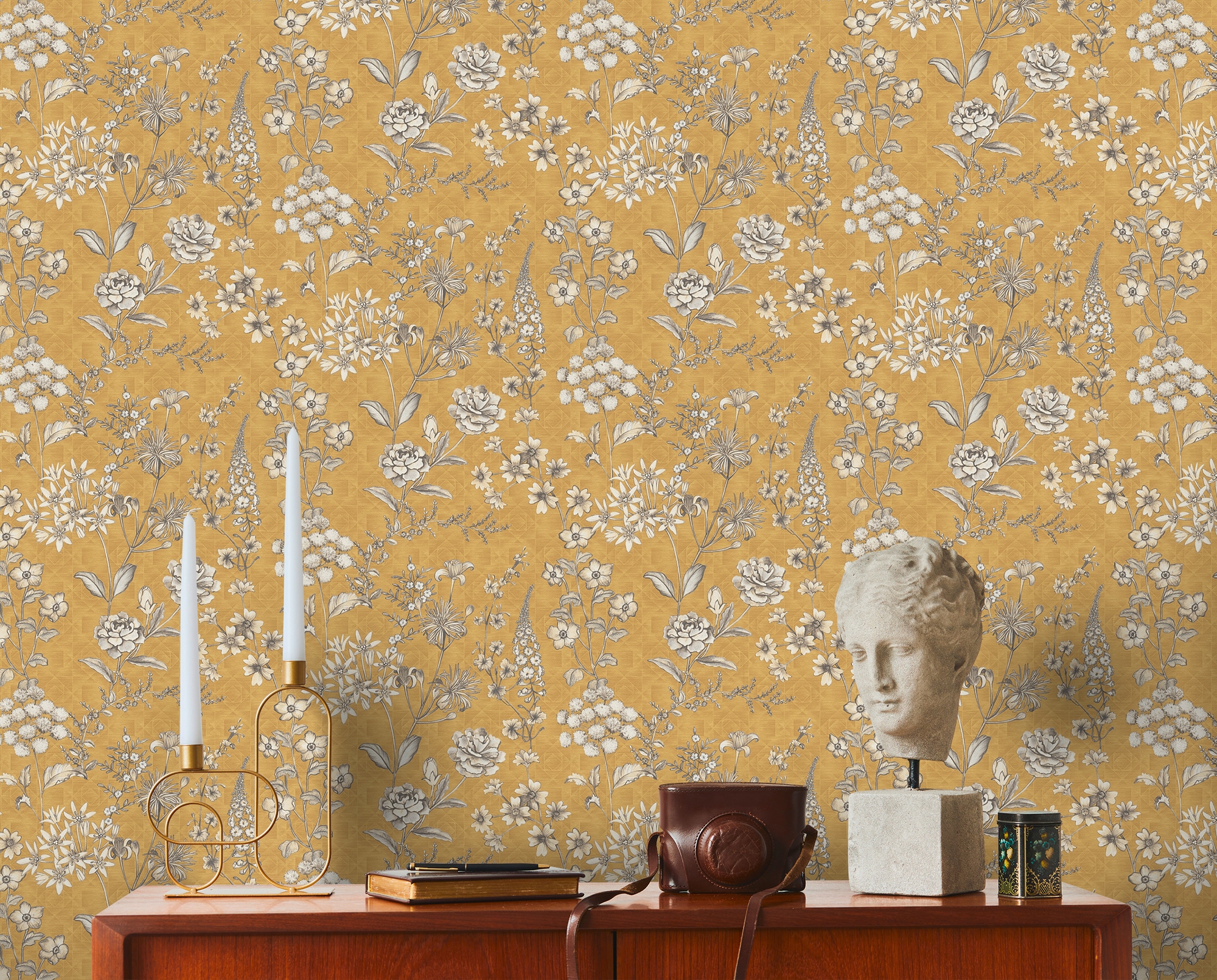 living walls Vliestapete »Metropolitan Stories. Travel Styles. Blumentapete«, matt-gemustert-neutral, Tapete Skandinavisch Skandi-Stil Floral Tapeten Wohnzimmer modern Flur