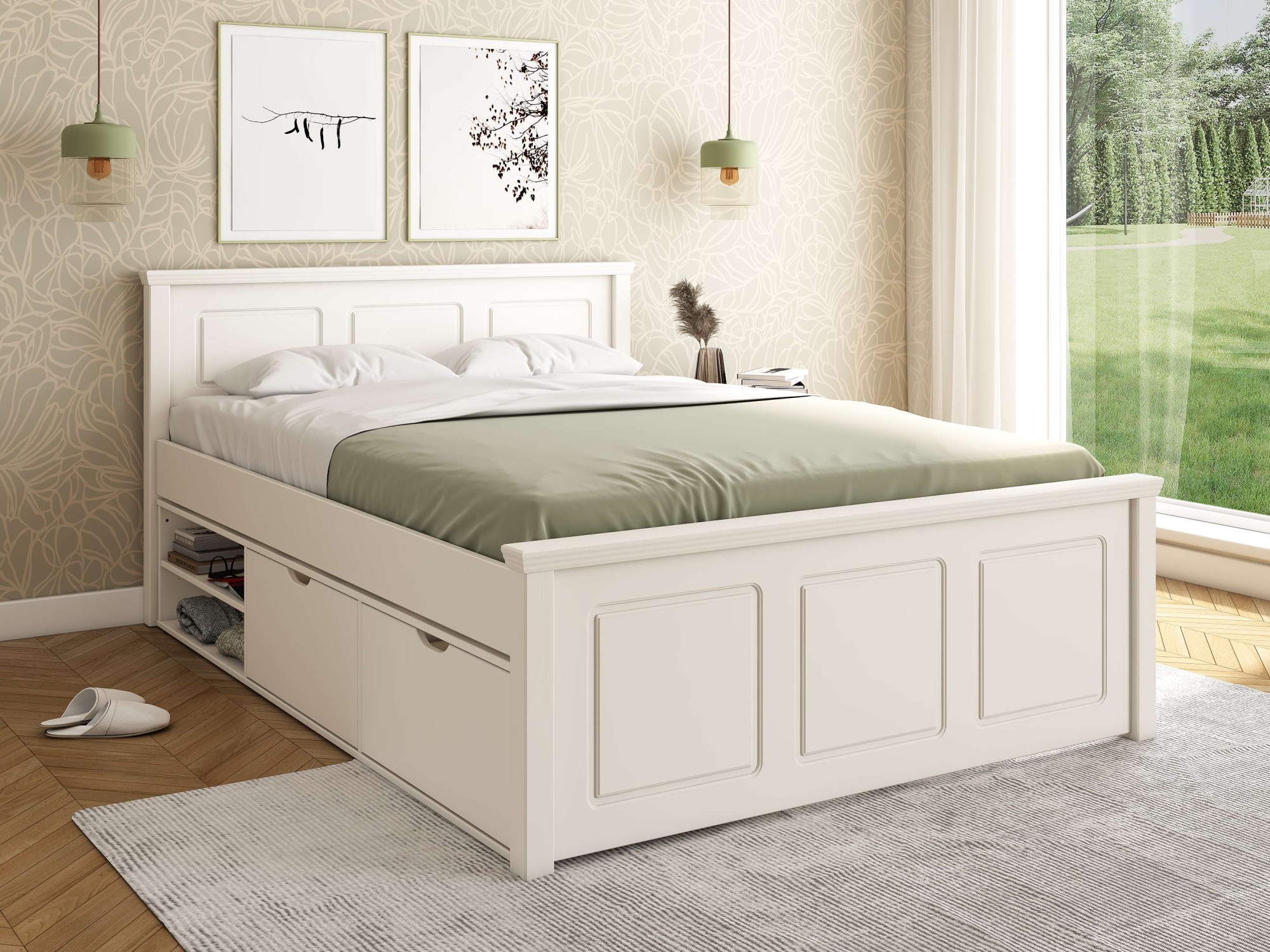 OTTO home Stauraumbett »Svea, Bett, teilmassiv, funktional« B/T/H: 150/211/93 cm,  inklusive Lattenrost, Bettschubkasten, FSC® zertifiziert