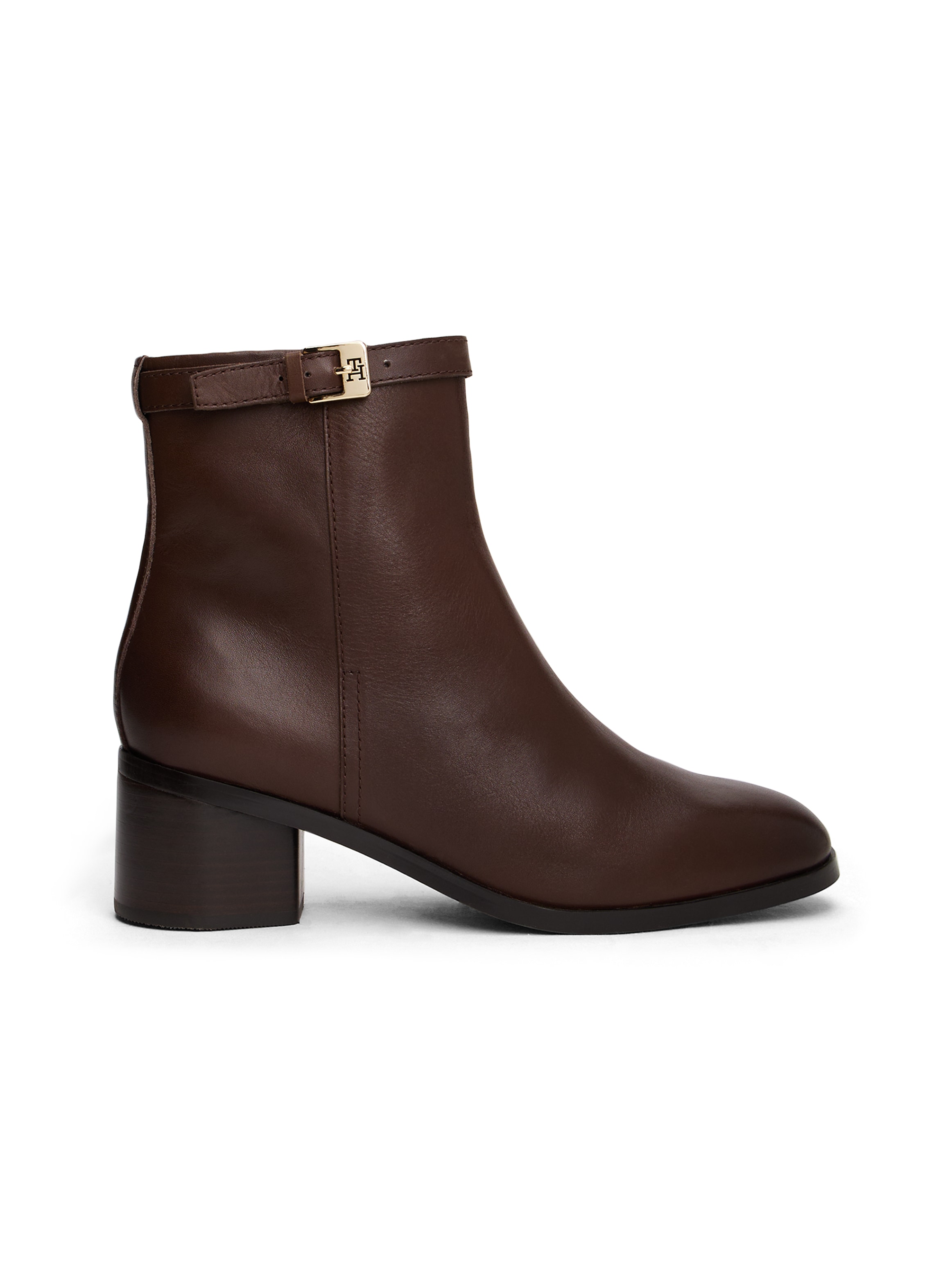 Tommy Hilfiger Stiefelette »TH BUCKLE RIDING MID HEEL BOOTIE«  , Blockabsatz, Businesschuh in schmaler Form