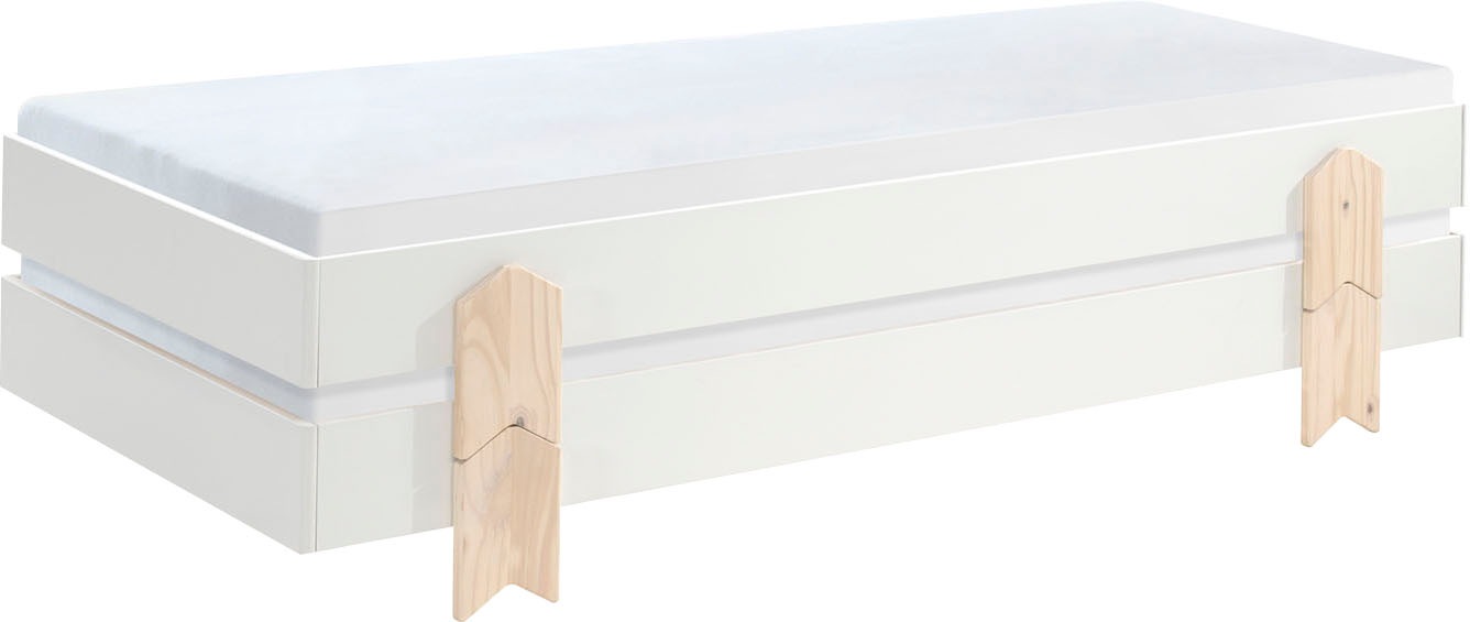Vipack Kinderbett »Modulo«, (Made in Europe), Jugendbett, Einzelbett, Stapelbett mit Füßen in Pfeiloptik