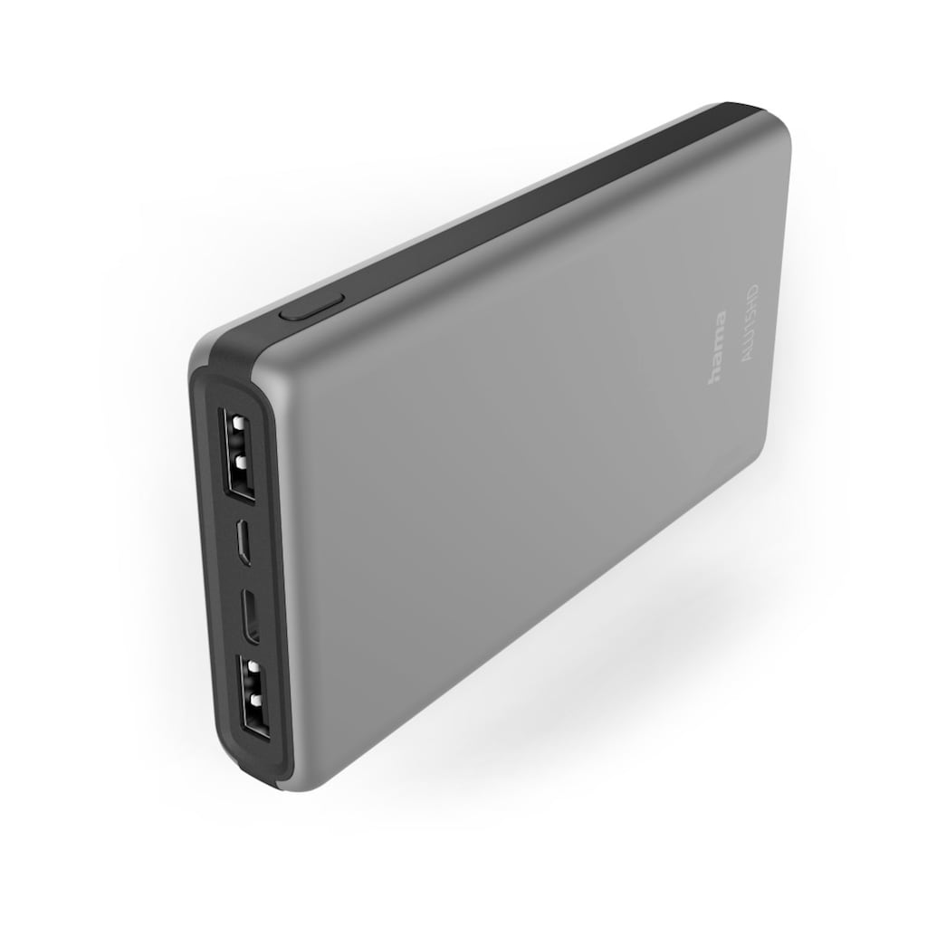 Hama Powerbank »Power Pack, 3 Ausgänge 1x USB-C, 2x USB-A, Ladekabel, klein, leicht«, 15000 mAh, 3,7 V