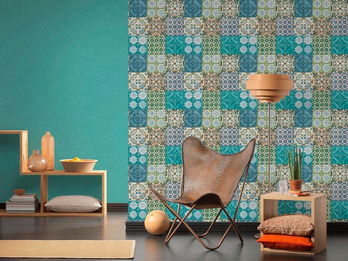 living walls Vliestapete »Authentic Walls«, matt-gemustert-mehrfarbig-Motiv-ornamental, Moderne Tapete Kinder Metallic Tapeten Wohnzimmer Flur Küche Design